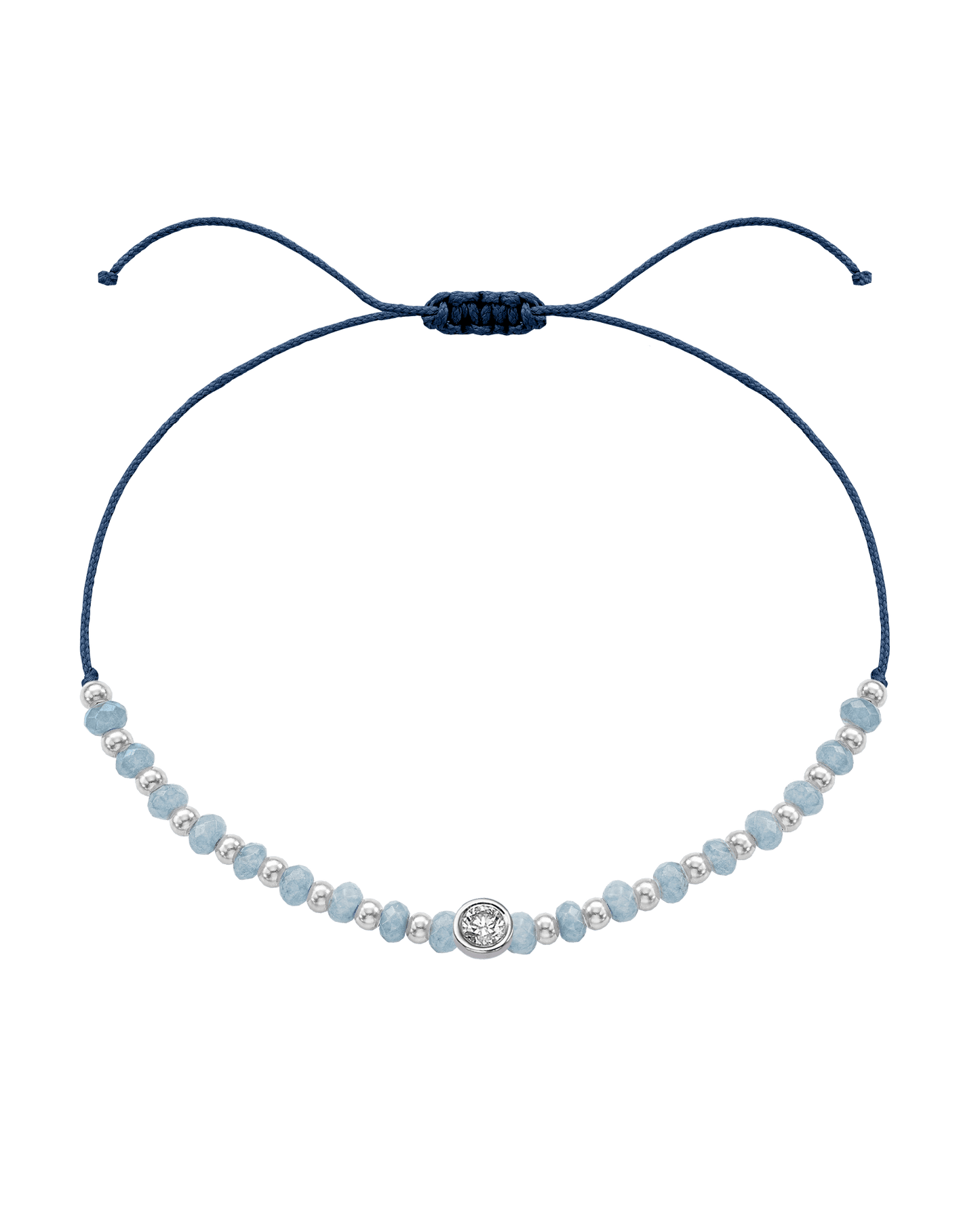 Celestite Gemstone String of Love Bracelet for Mindfulness - 14K White Gold Bracelets 14K Solid Gold Indigo Large: 0.1ct
