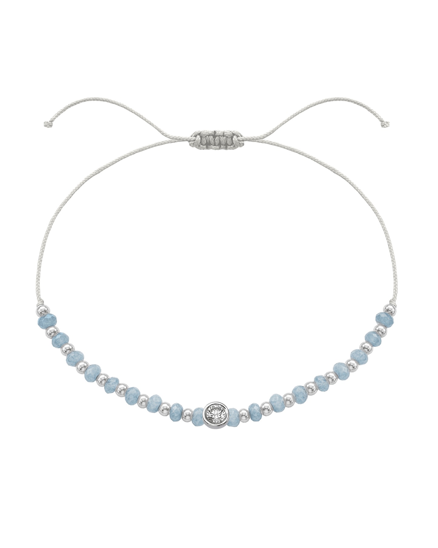 Celestite Gemstone String of Love Bracelet for Mindfulness - 14K White Gold Bracelets 14K Solid Gold Pearl Large: 0.1ct