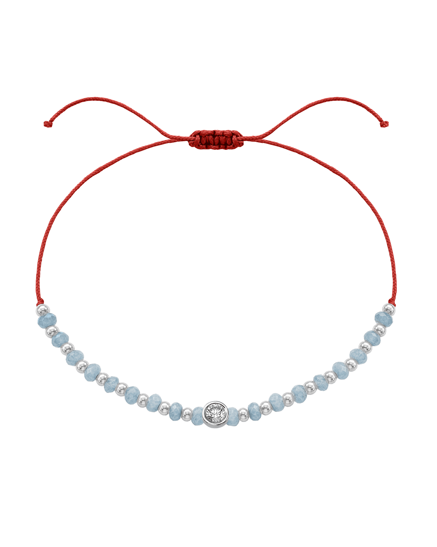 Celestite Gemstone String of Love Bracelet for Mindfulness - 14K White Gold Bracelets 14K Solid Gold Red Large: 0.1ct