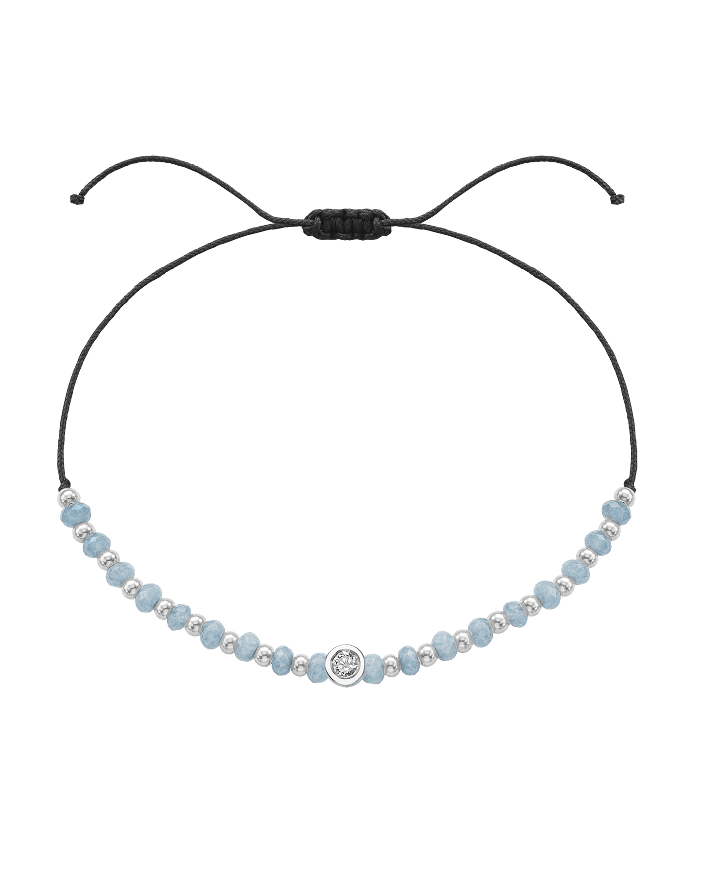 Celestite Gemstone String of Love Bracelet for Mindfulness - 14K White Gold Bracelets 14K Solid Gold Black Medium: 0.04ct