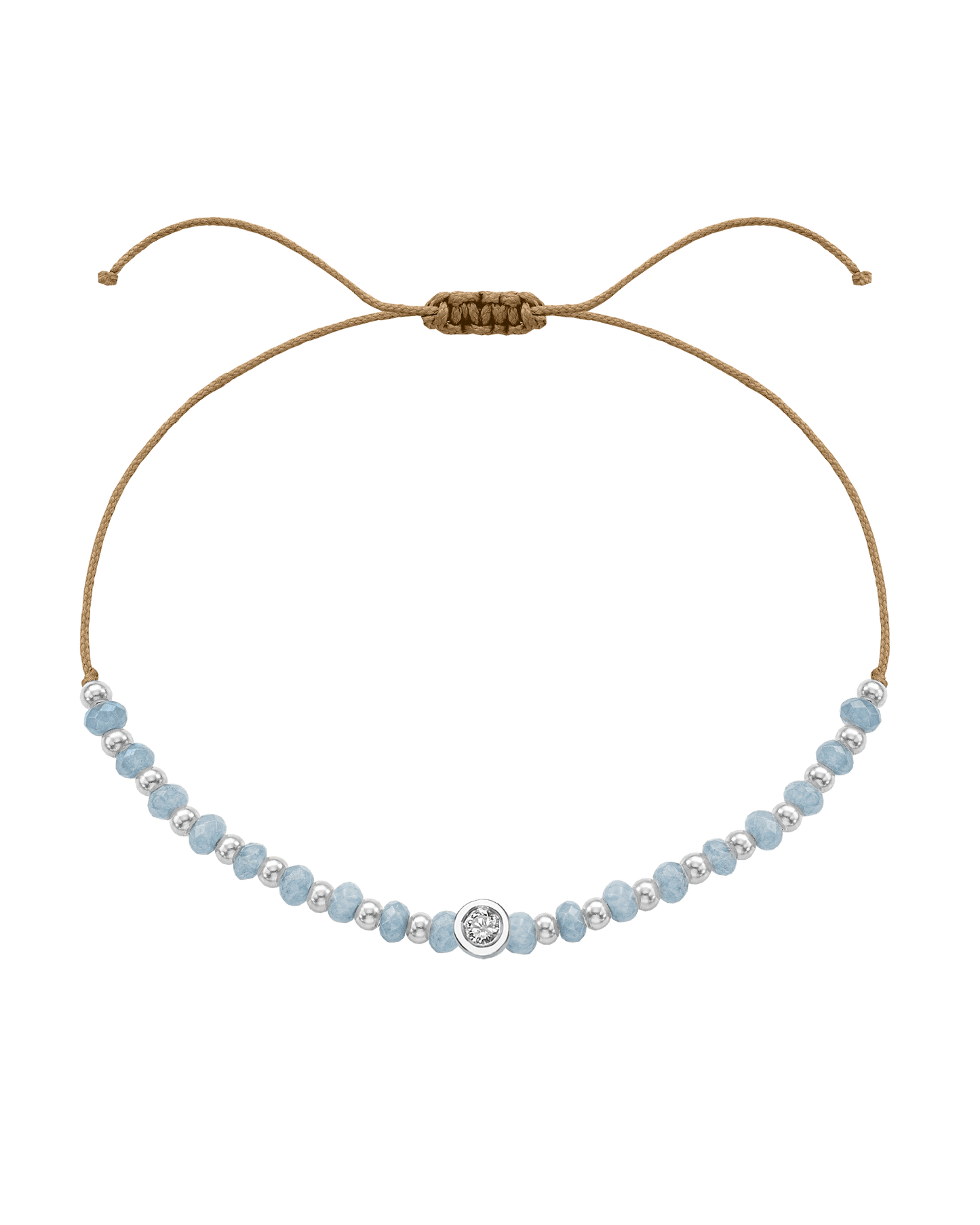 Celestite Gemstone String of Love Bracelet for Mindfulness - 14K White Gold Bracelets 14K Solid Gold Camel Medium: 0.04ct