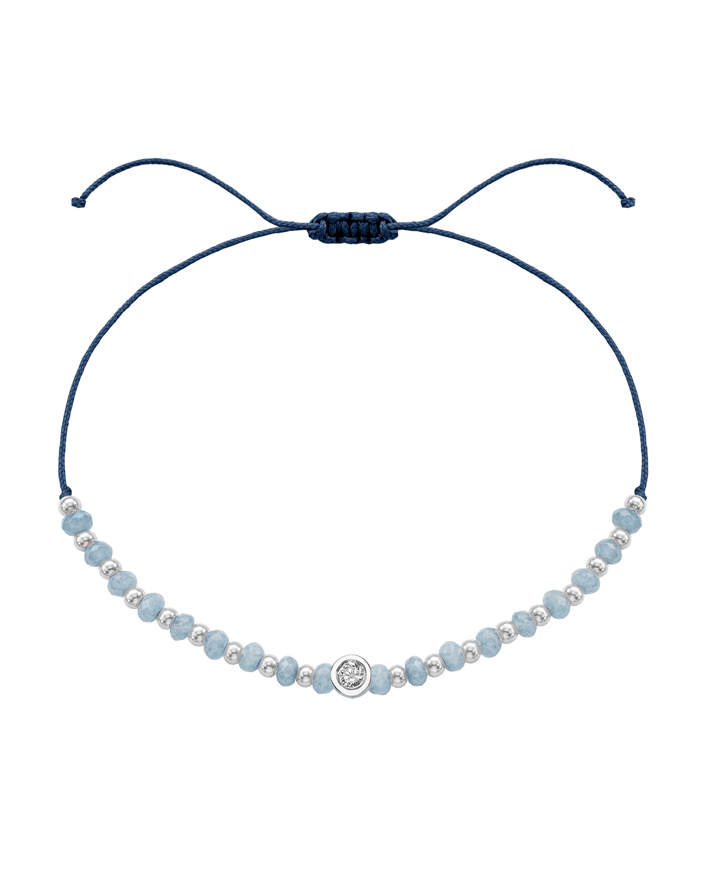 Celestite Gemstone String of Love Bracelet for Mindfulness - 14K White Gold Bracelets 14K Solid Gold Indigo Medium: 0.04ct