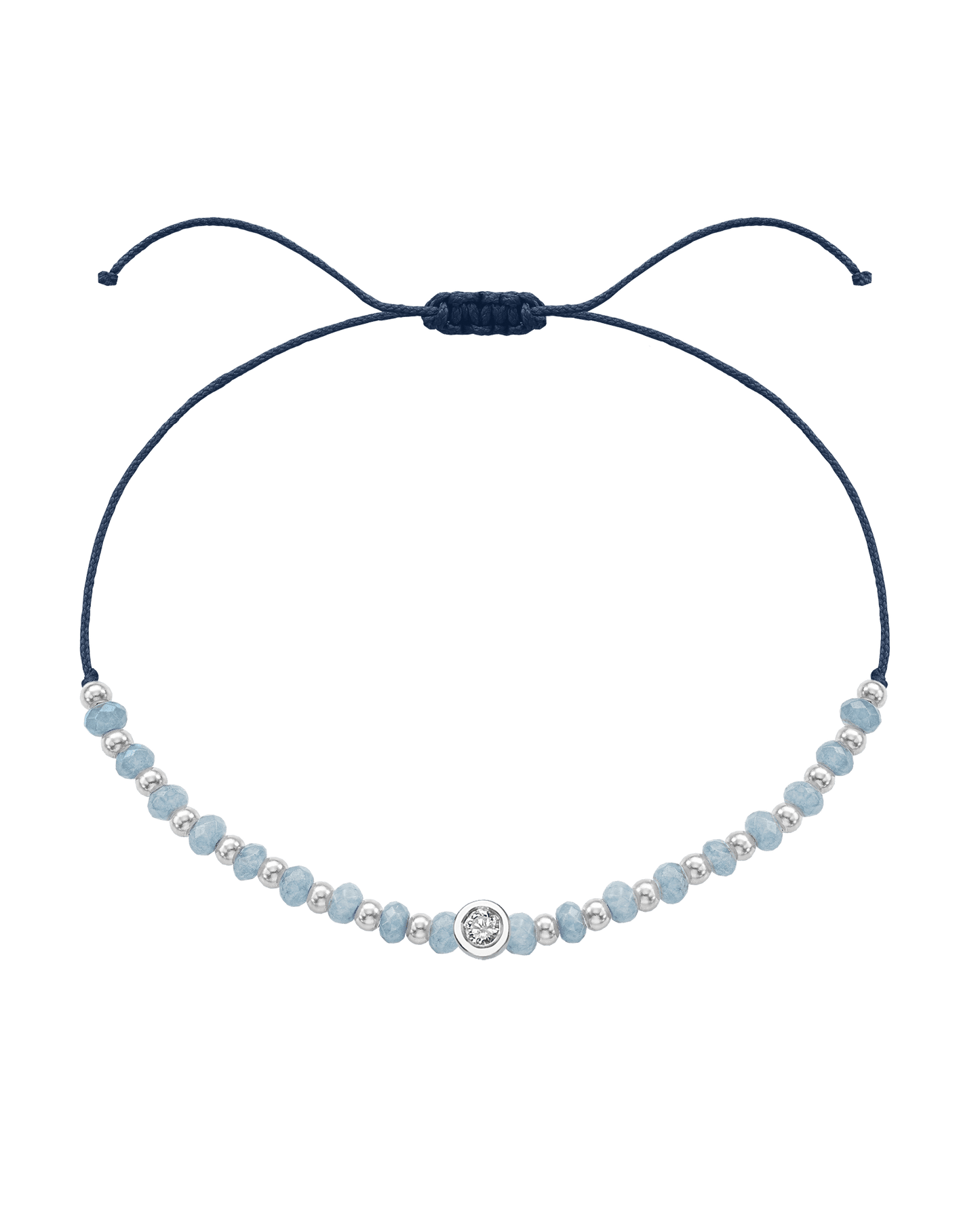 Celestite Gemstone String of Love Bracelet for Mindfulness - 14K White Gold Bracelets 14K Solid Gold Navy Blue Medium: 0.04ct