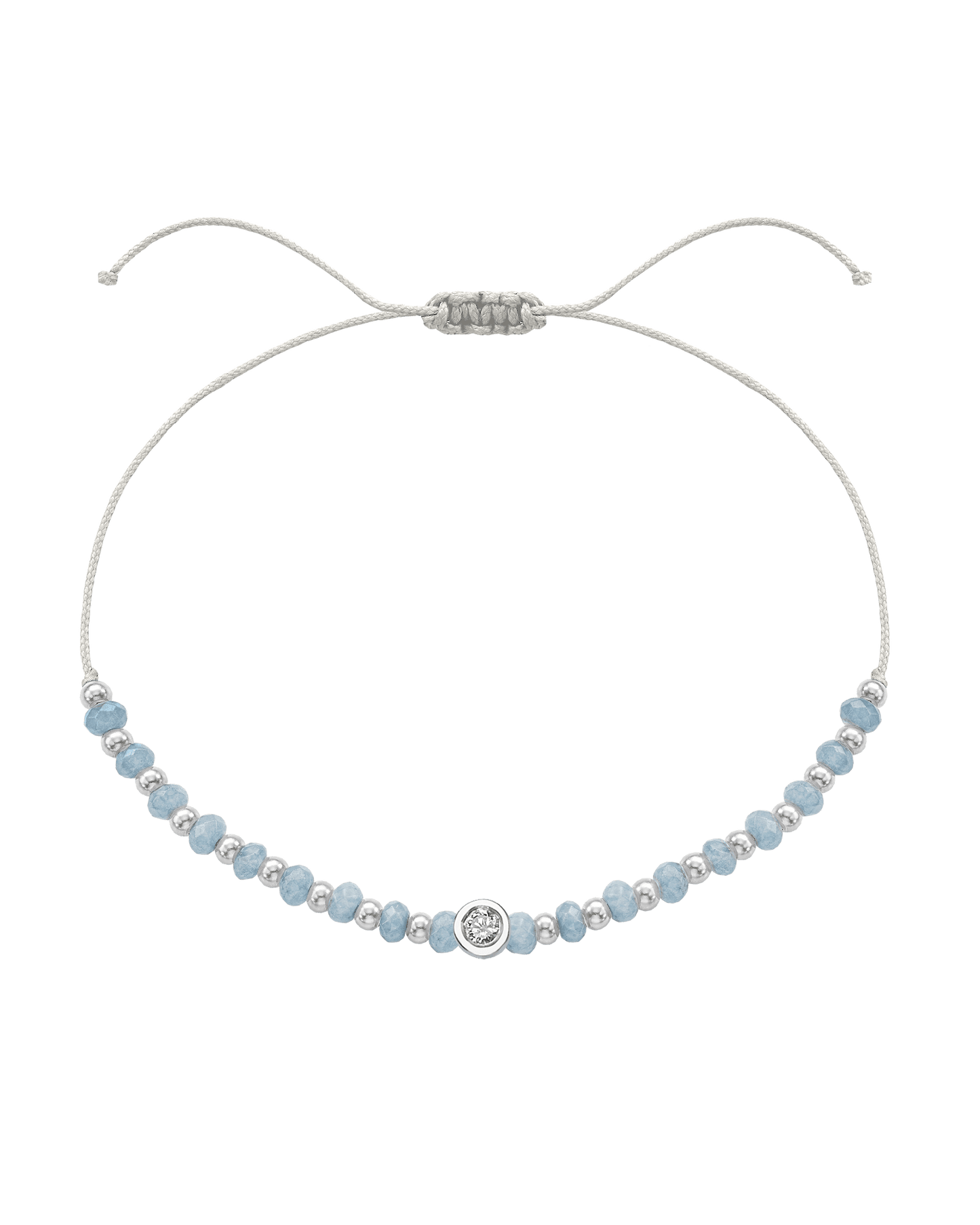 Celestite Gemstone String of Love Bracelet for Mindfulness - 14K White Gold Bracelets 14K Solid Gold Pearl Medium: 0.04ct