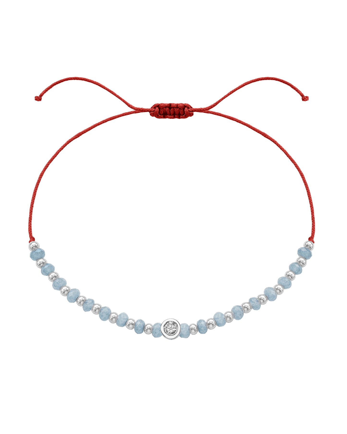 Celestite Gemstone String of Love Bracelet for Mindfulness - 14K White Gold Bracelets 14K Solid Gold Red Medium: 0.04ct