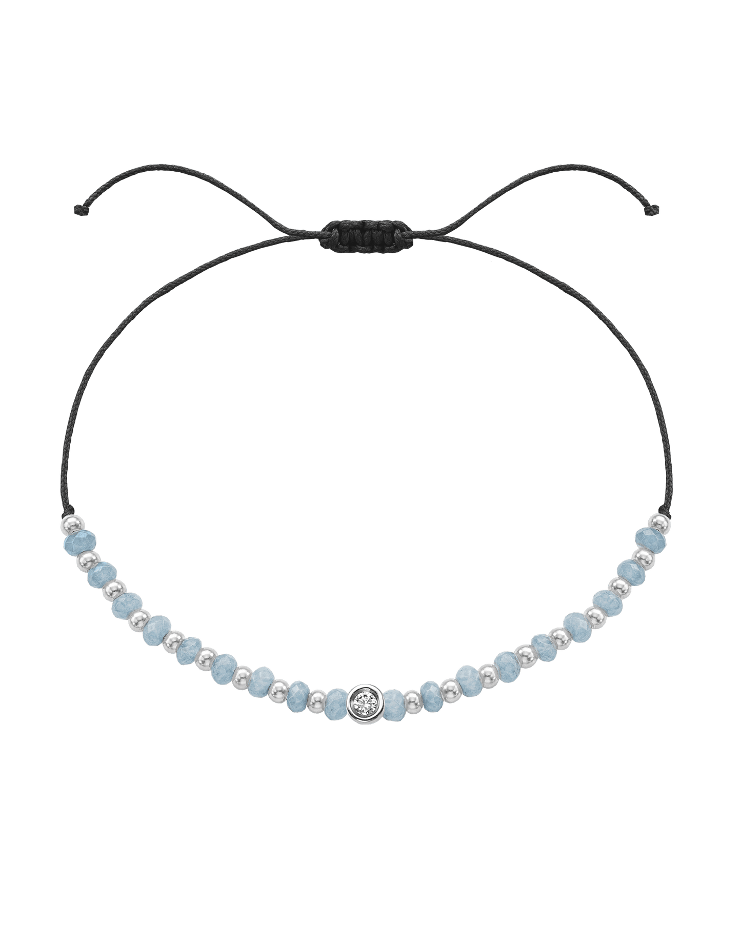 Celestite Gemstone String of Love Bracelet for Mindfulness - 14K White Gold Bracelets 14K Solid Gold Black Small: 0.03ct