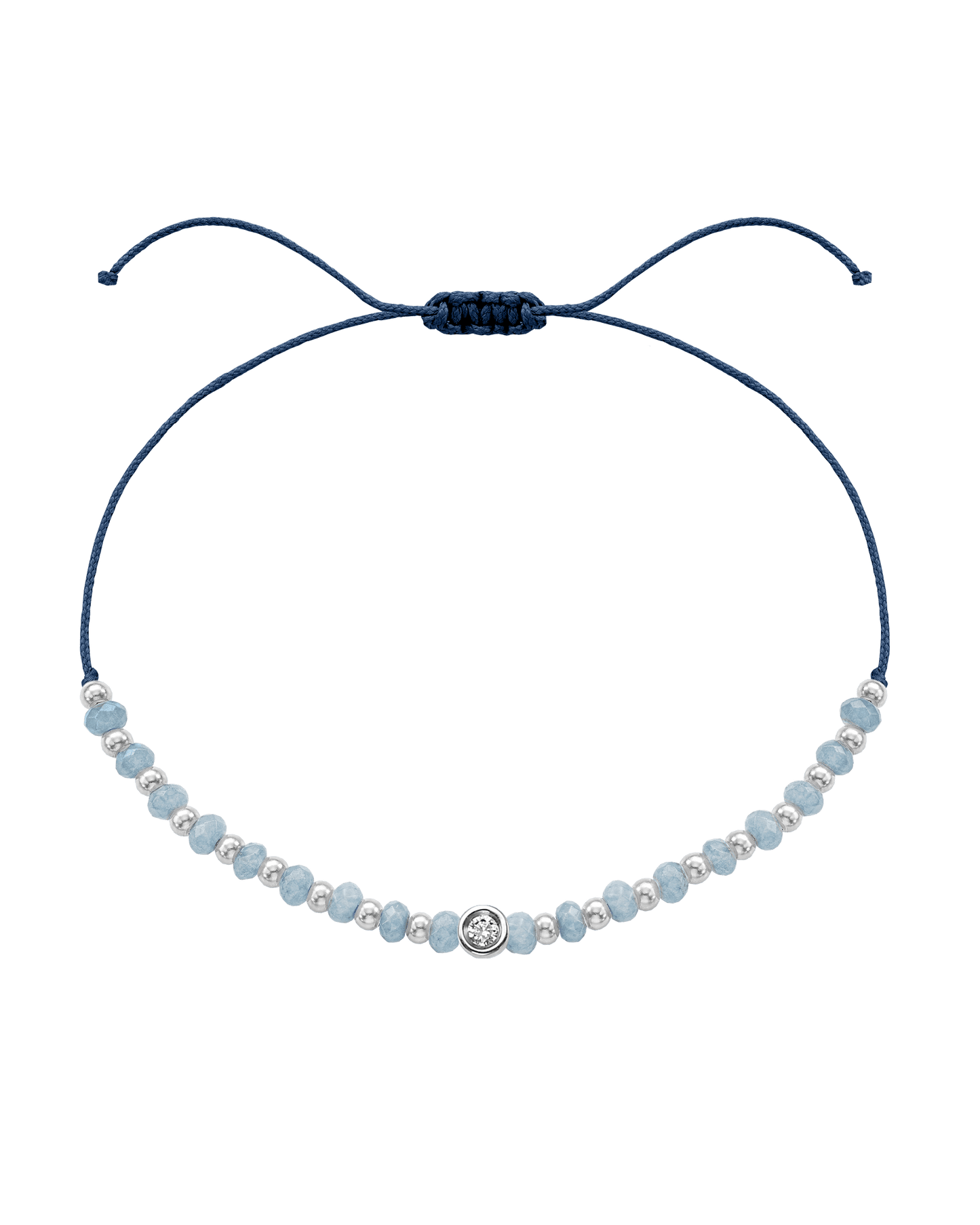 Celestite Gemstone String of Love Bracelet for Mindfulness - 14K White Gold Bracelets 14K Solid Gold Indigo Small: 0.03ct