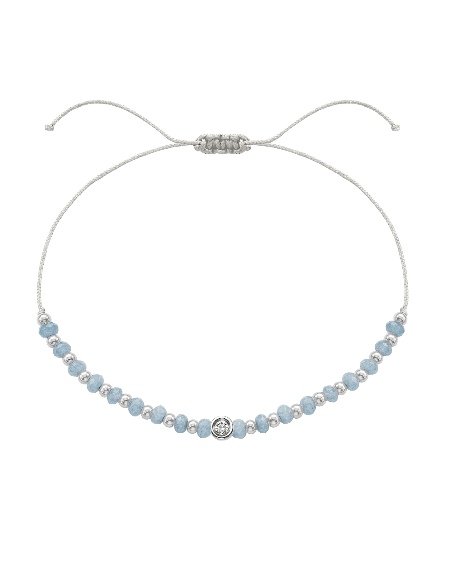 Celestite Gemstone String of Love Bracelet for Mindfulness - 14K White Gold Bracelets 14K Solid Gold Pearl Small: 0.03ct