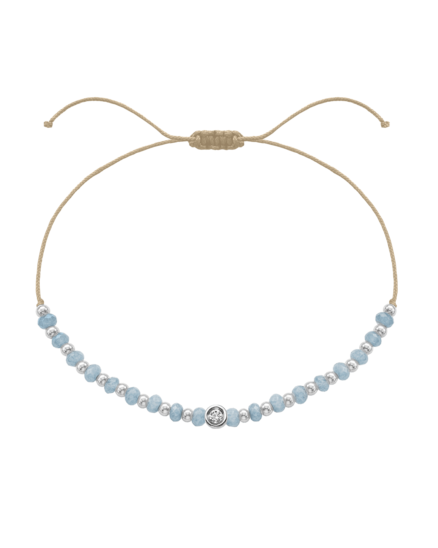 Celestite Gemstone String of Love Bracelet for Mindfulness - 14K White Gold Bracelets 14K Solid Gold Beige Small: 0.03ct