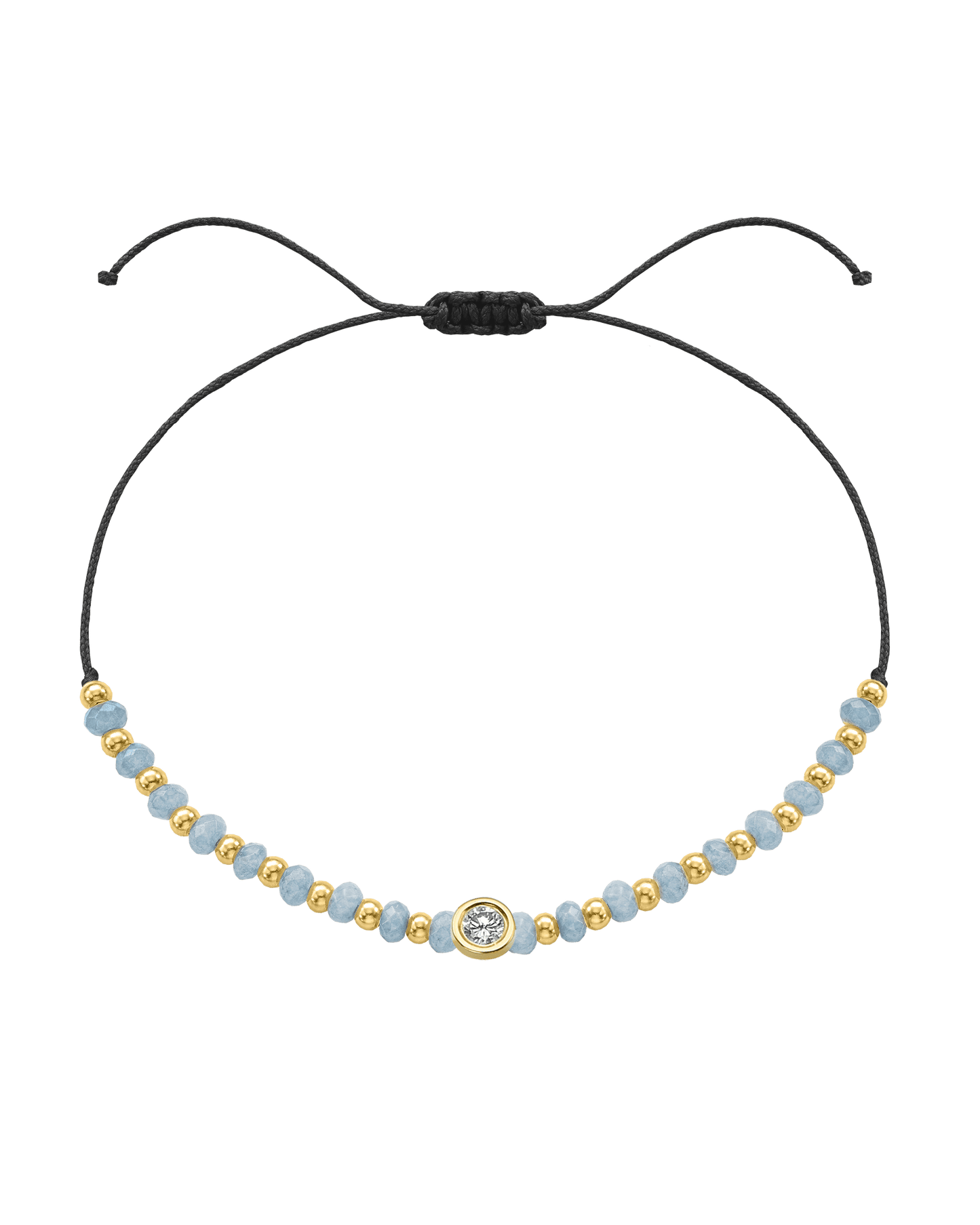 Celestite Gemstone String of Love Bracelet for Mindfulness - 14K Yellow Gold Bracelets 14K Solid Gold Black Large: 0.1ct