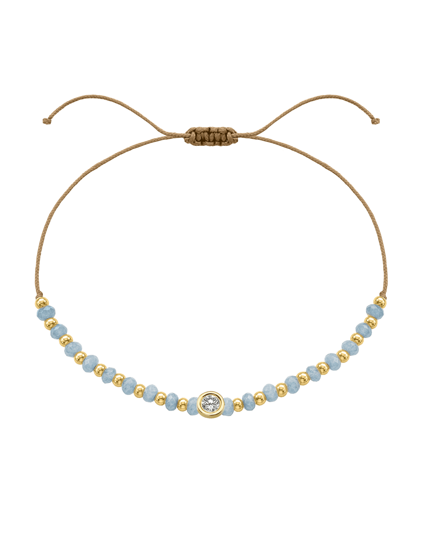 Celestite Gemstone String of Love Bracelet for Mindfulness - 14K Yellow Gold Bracelets 14K Solid Gold Camel Large: 0.1ct