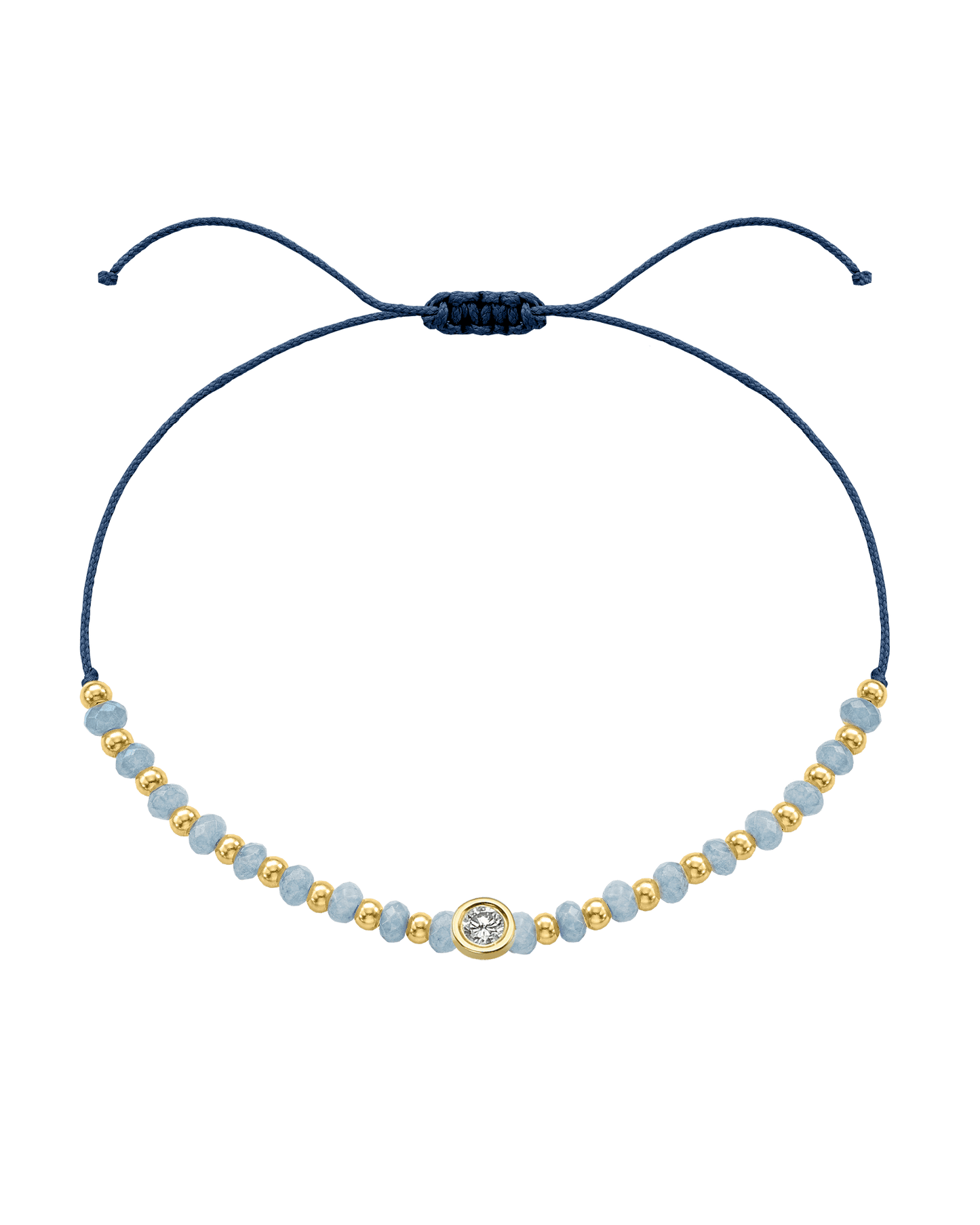Celestite Gemstone String of Love Bracelet for Mindfulness - 14K Yellow Gold Bracelets 14K Solid Gold Indigo Large: 0.1ct