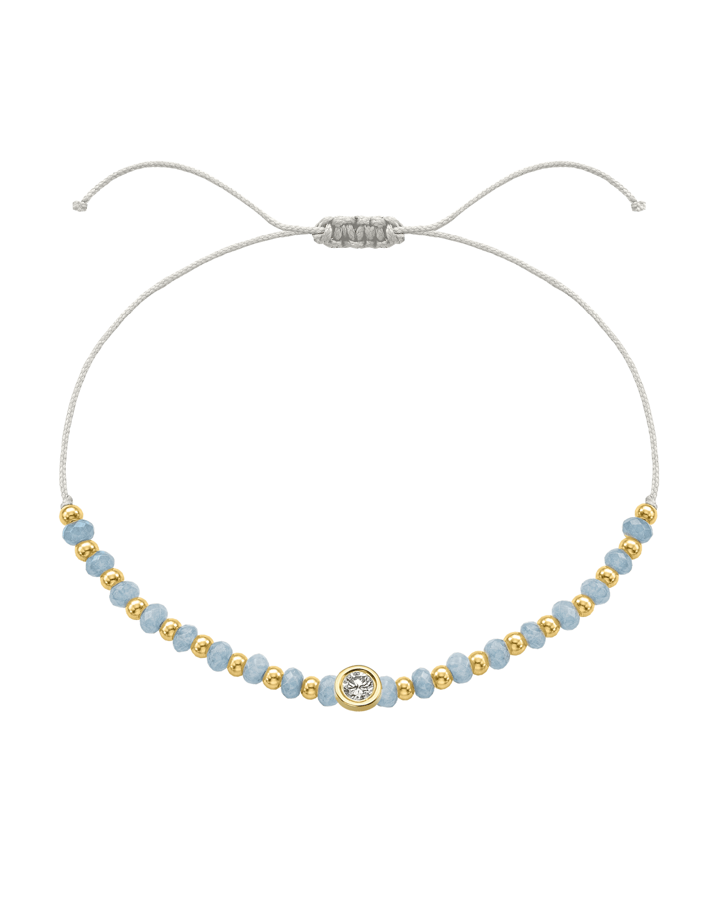 Celestite Gemstone String of Love Bracelet for Mindfulness - 14K Yellow Gold Bracelets 14K Solid Gold Pearl Large: 0.1ct