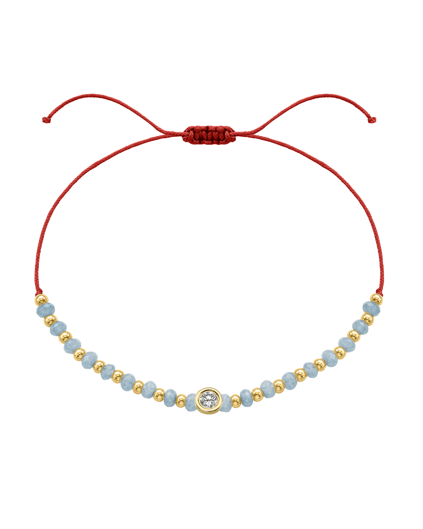 Celestite Gemstone String of Love Bracelet for Mindfulness - 14K Yellow Gold Bracelets 14K Solid Gold Red Large: 0.1ct
