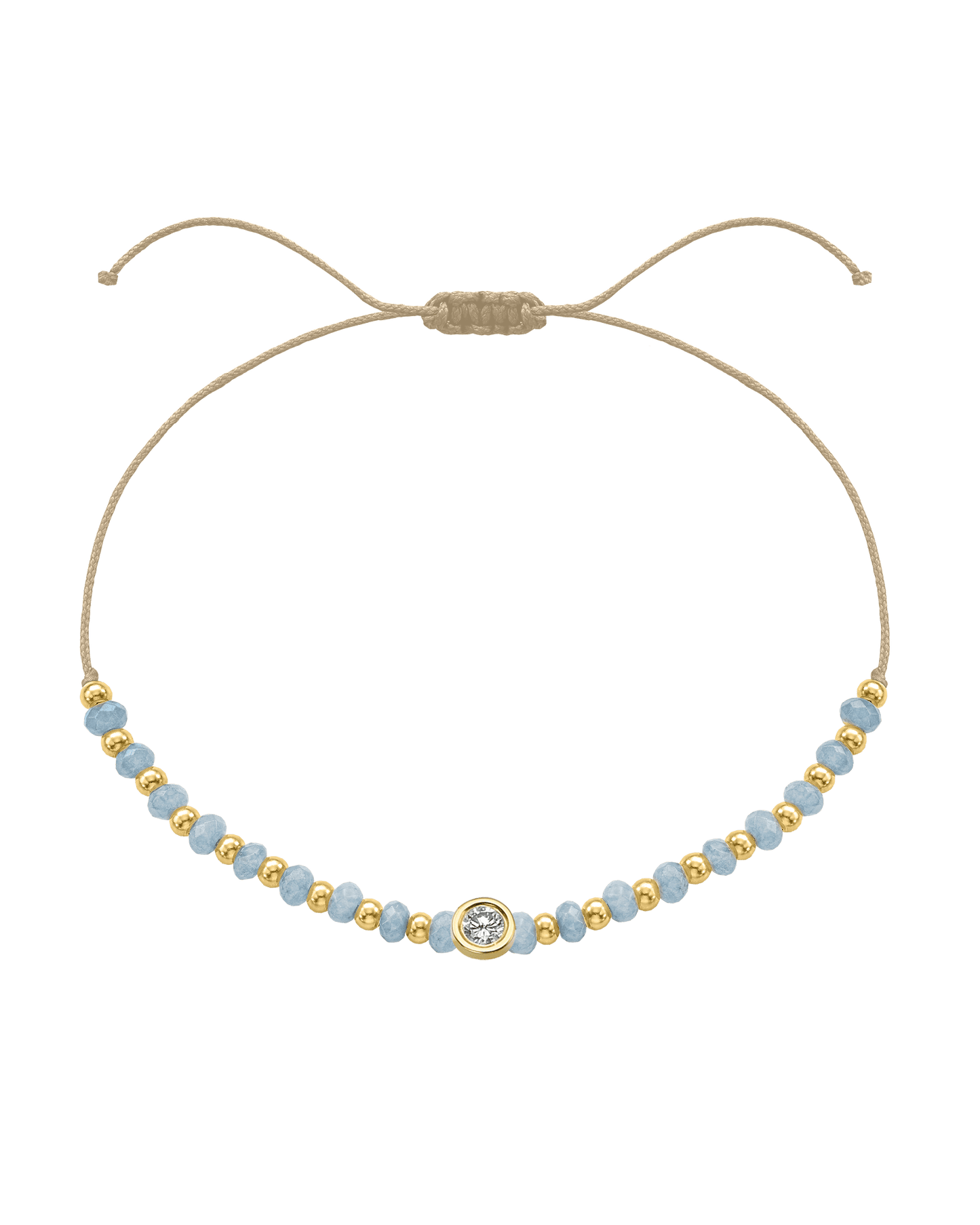 Celestite Gemstone String of Love Bracelet for Mindfulness - 14K Yellow Gold Bracelets 14K Solid Gold Beige Large: 0.1ct