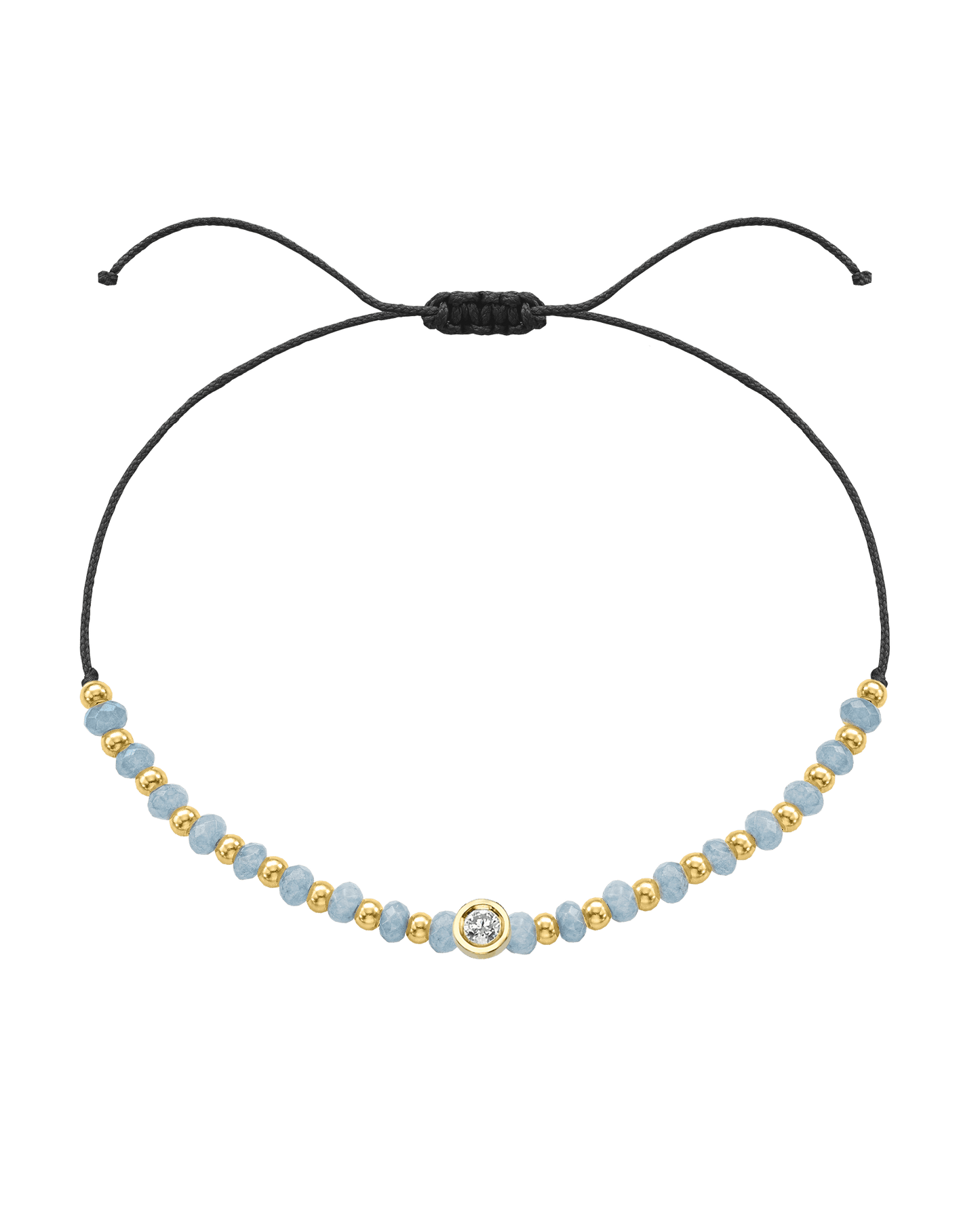 Celestite Gemstone String of Love Bracelet for Mindfulness - 14K Yellow Gold Bracelets 14K Solid Gold Black Medium: 0.04ct