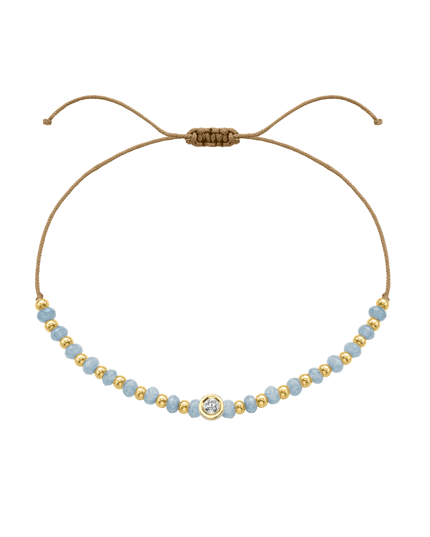 Celestite Gemstone String of Love Bracelet for Mindfulness - 14K Yellow Gold Bracelets 14K Solid Gold Camel Medium: 0.04ct