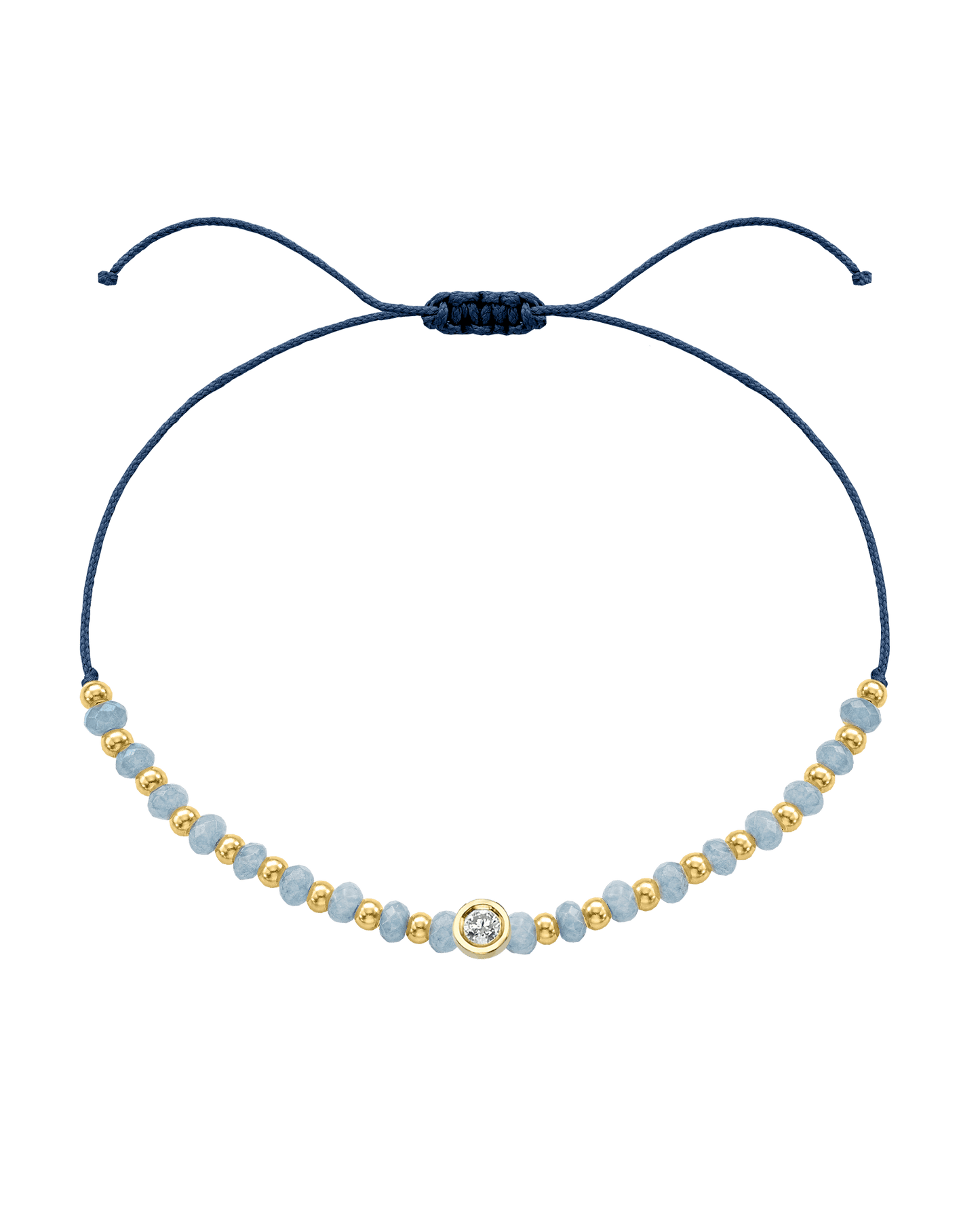 Celestite Gemstone String of Love Bracelet for Mindfulness - 14K Yellow Gold Bracelets 14K Solid Gold Indigo Medium: 0.04ct