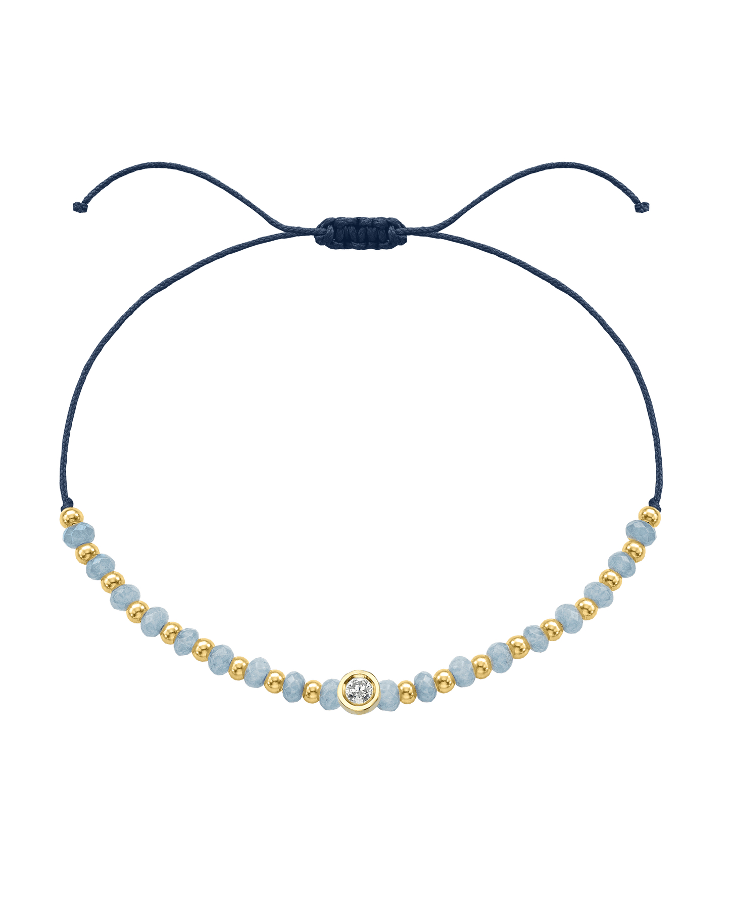 Celestite Gemstone String of Love Bracelet for Mindfulness - 14K Yellow Gold Bracelets 14K Solid Gold Navy Blue Medium: 0.04ct