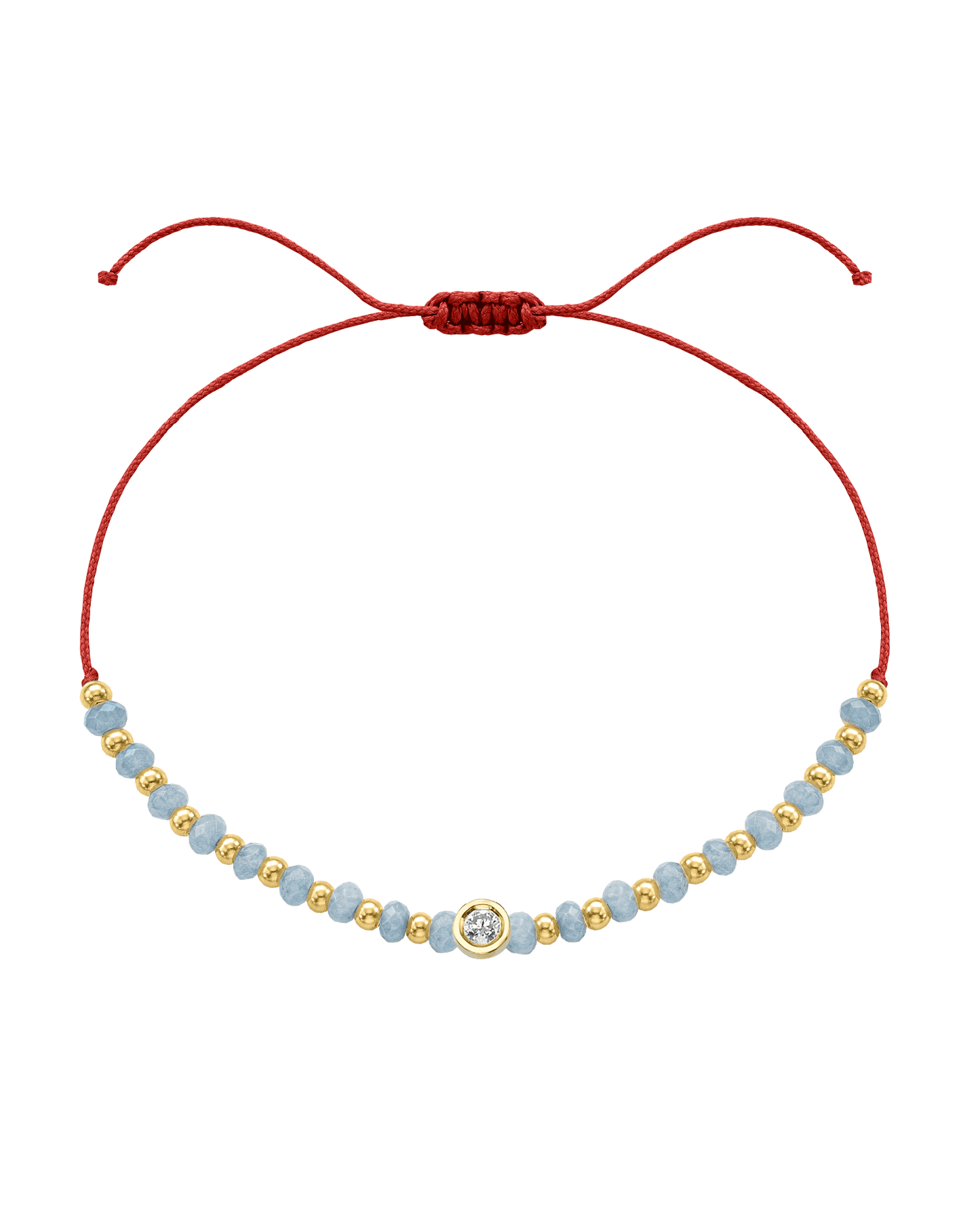 Celestite Gemstone String of Love Bracelet for Mindfulness - 14K Yellow Gold Bracelets 14K Solid Gold Red Medium: 0.04ct
