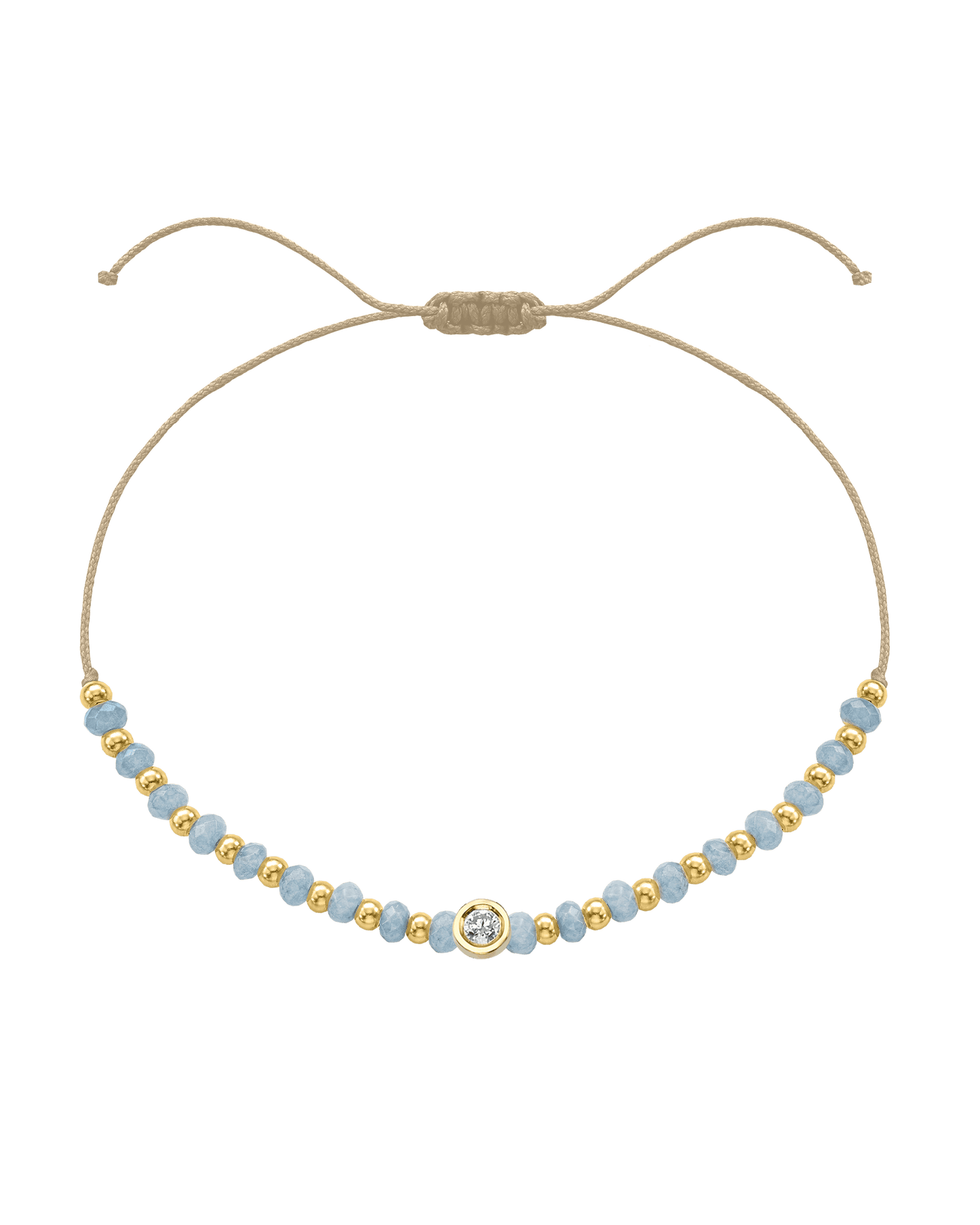 Celestite Gemstone String of Love Bracelet for Mindfulness - 14K Yellow Gold Bracelets 14K Solid Gold Beige Medium: 0.04ct