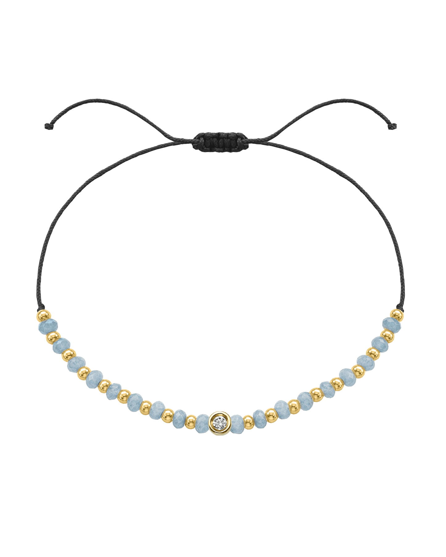 Celestite Gemstone String of Love Bracelet for Mindfulness - 14K Yellow Gold Bracelets 14K Solid Gold Black Small: 0.03ct