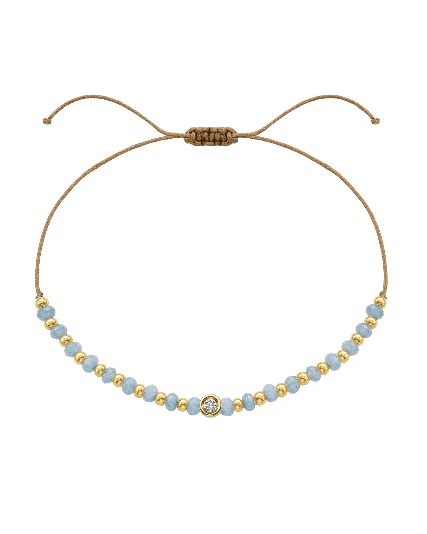 Celestite Gemstone String of Love Bracelet for Mindfulness - 14K Yellow Gold Bracelets 14K Solid Gold Camel Small: 0.03ct