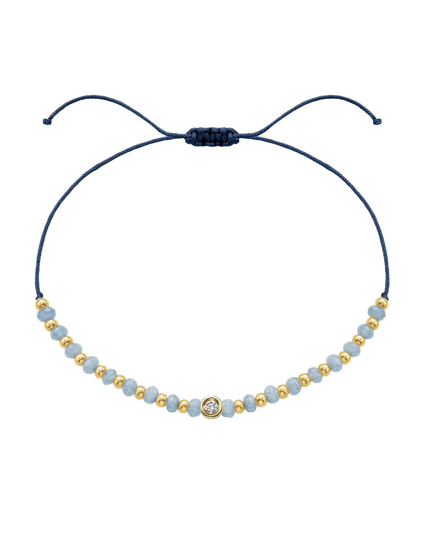 Celestite Gemstone String of Love Bracelet for Mindfulness - 14K Yellow Gold Bracelets 14K Solid Gold Indigo Small: 0.03ct