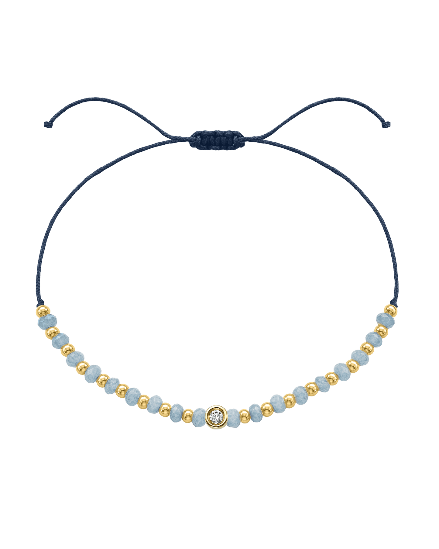 Celestite Gemstone String of Love Bracelet for Mindfulness - 14K Yellow Gold Bracelets 14K Solid Gold Navy Blue Small: 0.03ct