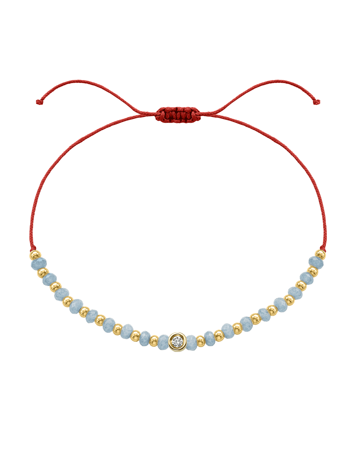 Celestite Gemstone String of Love Bracelet for Mindfulness - 14K Yellow Gold Bracelets 14K Solid Gold Red Small: 0.03ct