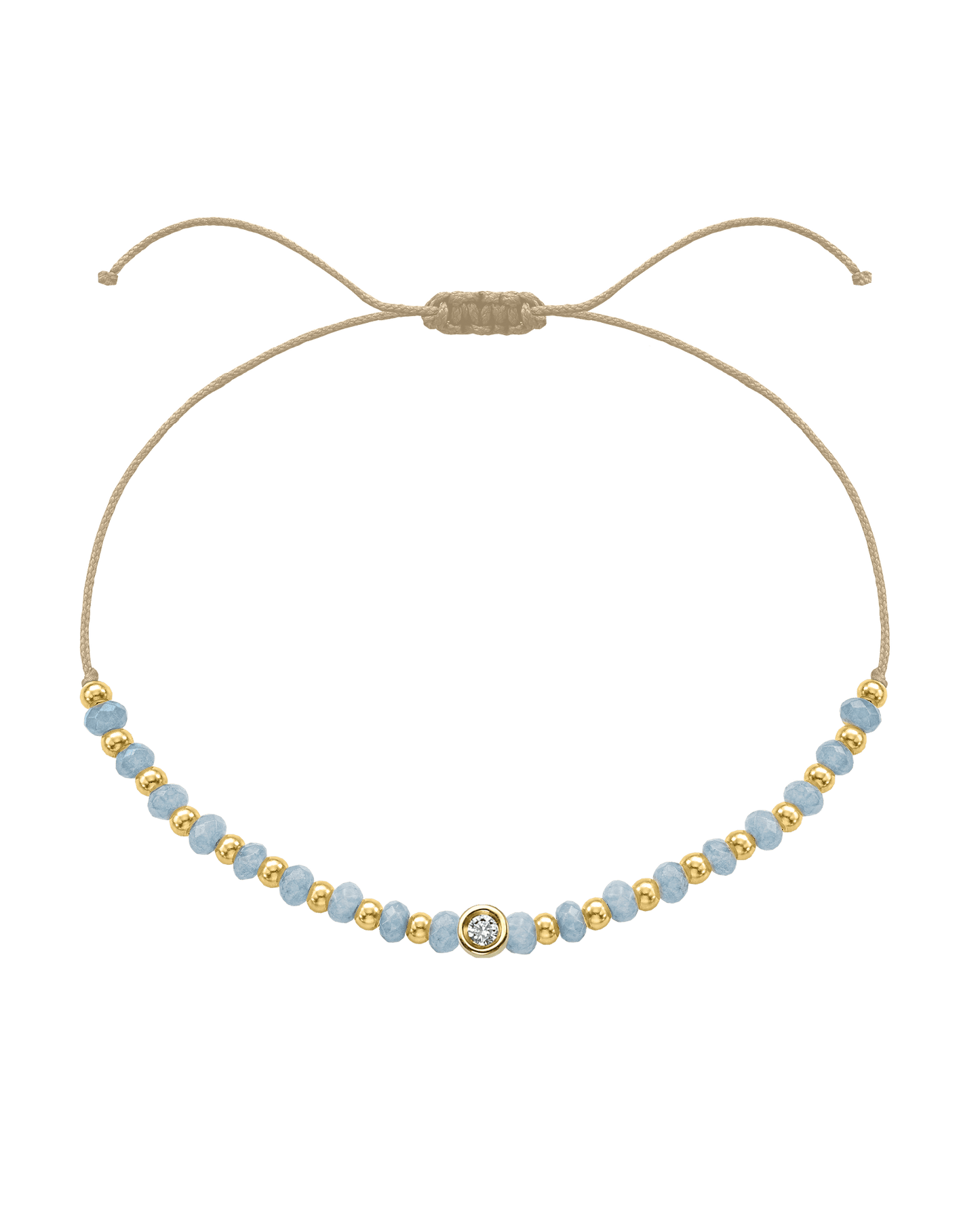 Celestite Gemstone String of Love Bracelet for Mindfulness - 14K Yellow Gold Bracelets 14K Solid Gold Beige Small: 0.03ct