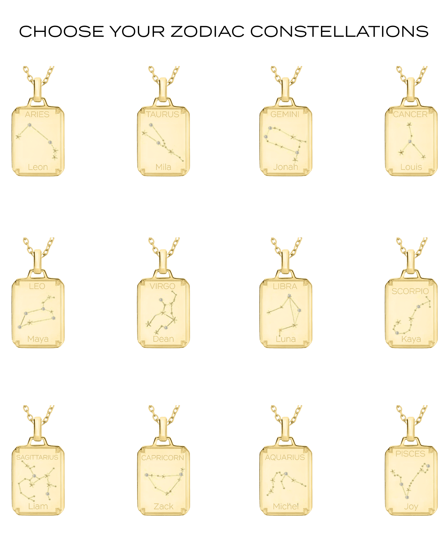 The Constellation Name Plate Necklace - 18K Gold Vermeil Necklaces magal-dev