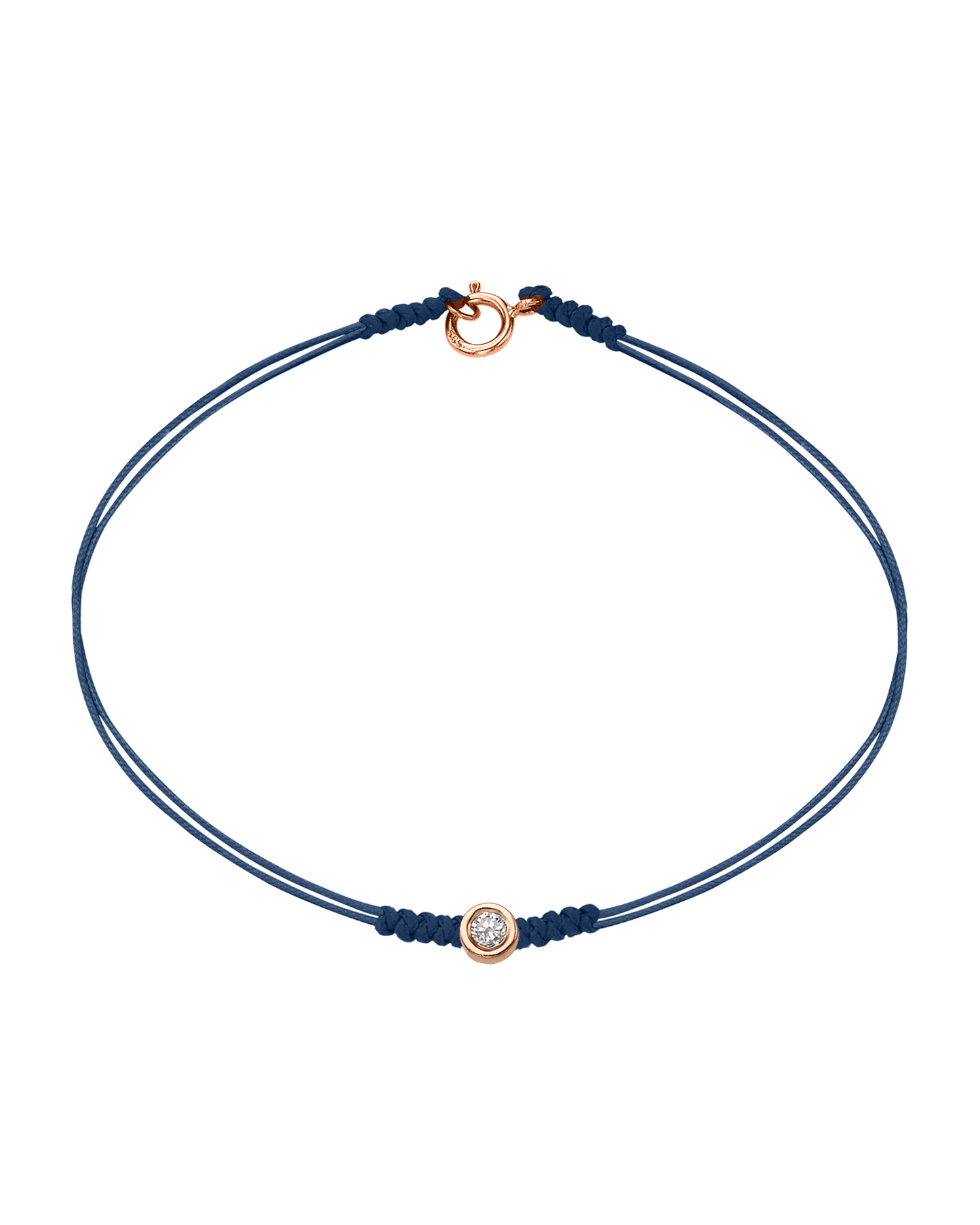 Le String of Love avec Fermoir - Or Rose 14 carats Bracelets 14K Solid Gold Bleu Indigo Medium: 0.05 carats Small - 6 Inches (15.5cm)