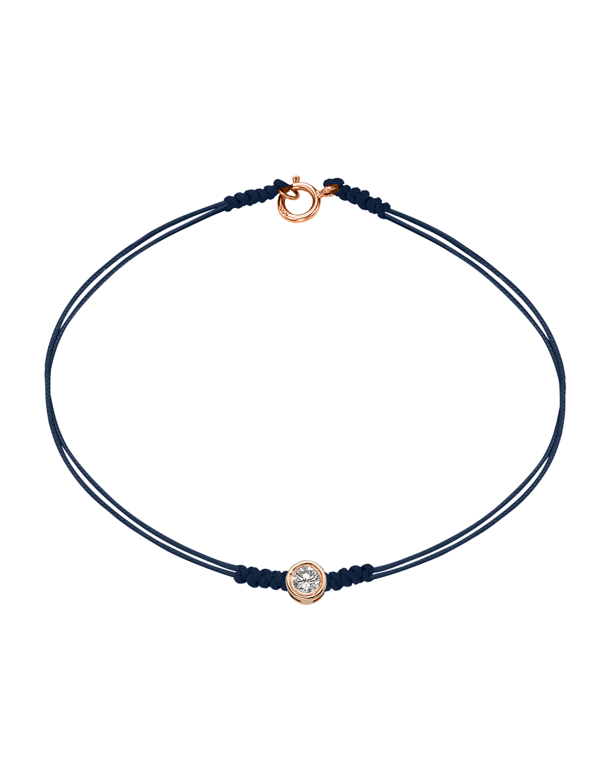 The Classic String of Love with clasp - 14K Rose Gold Bracelets 14K Solid Gold Navy Blue Large: 0.1ct Small - 6 Inches (15.5cm)