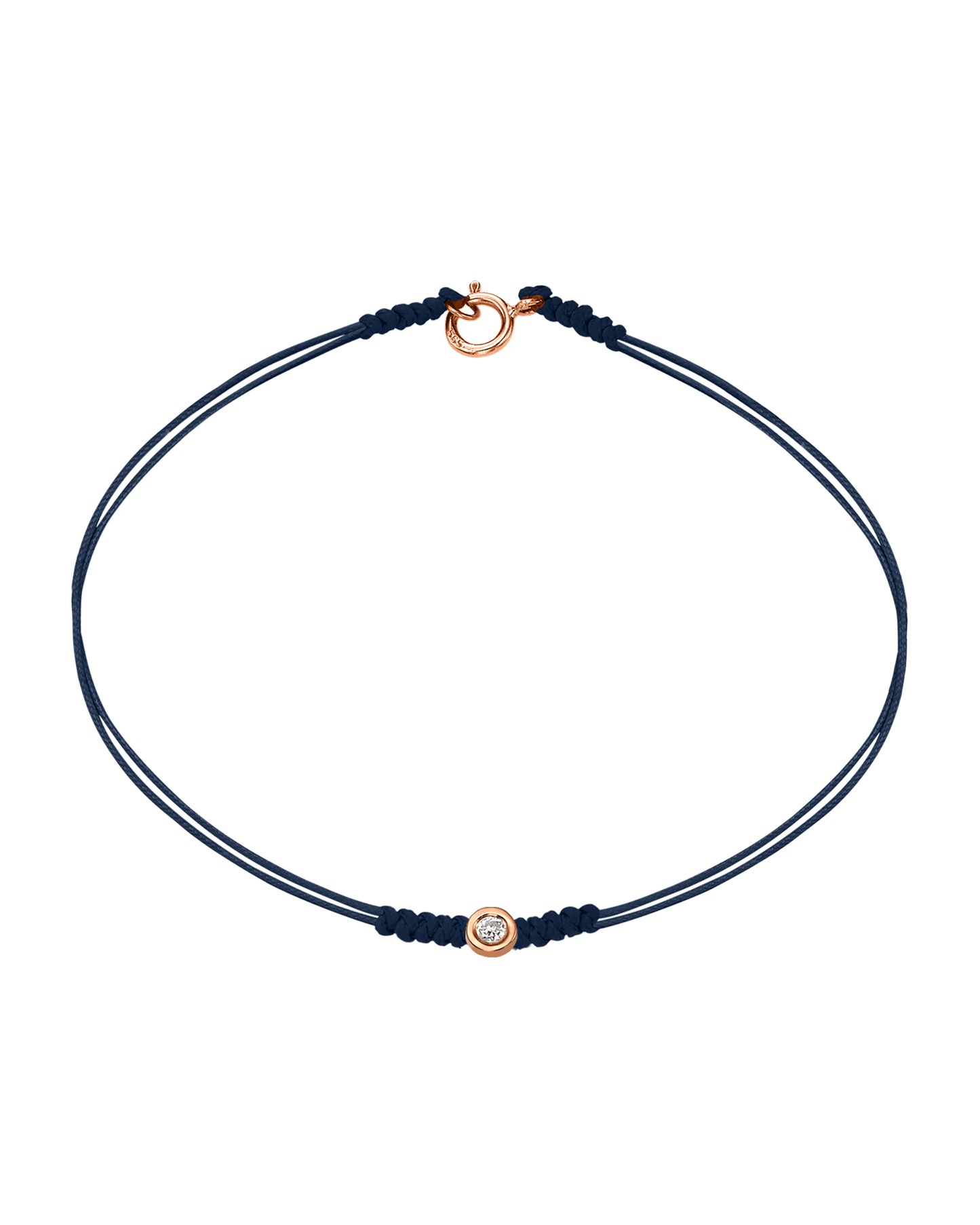 The Classic String of Love with clasp - 14K Rose Gold Bracelets 14K Solid Gold Navy Blue Small: 0.03ct Small - 6 Inches (15.5cm)