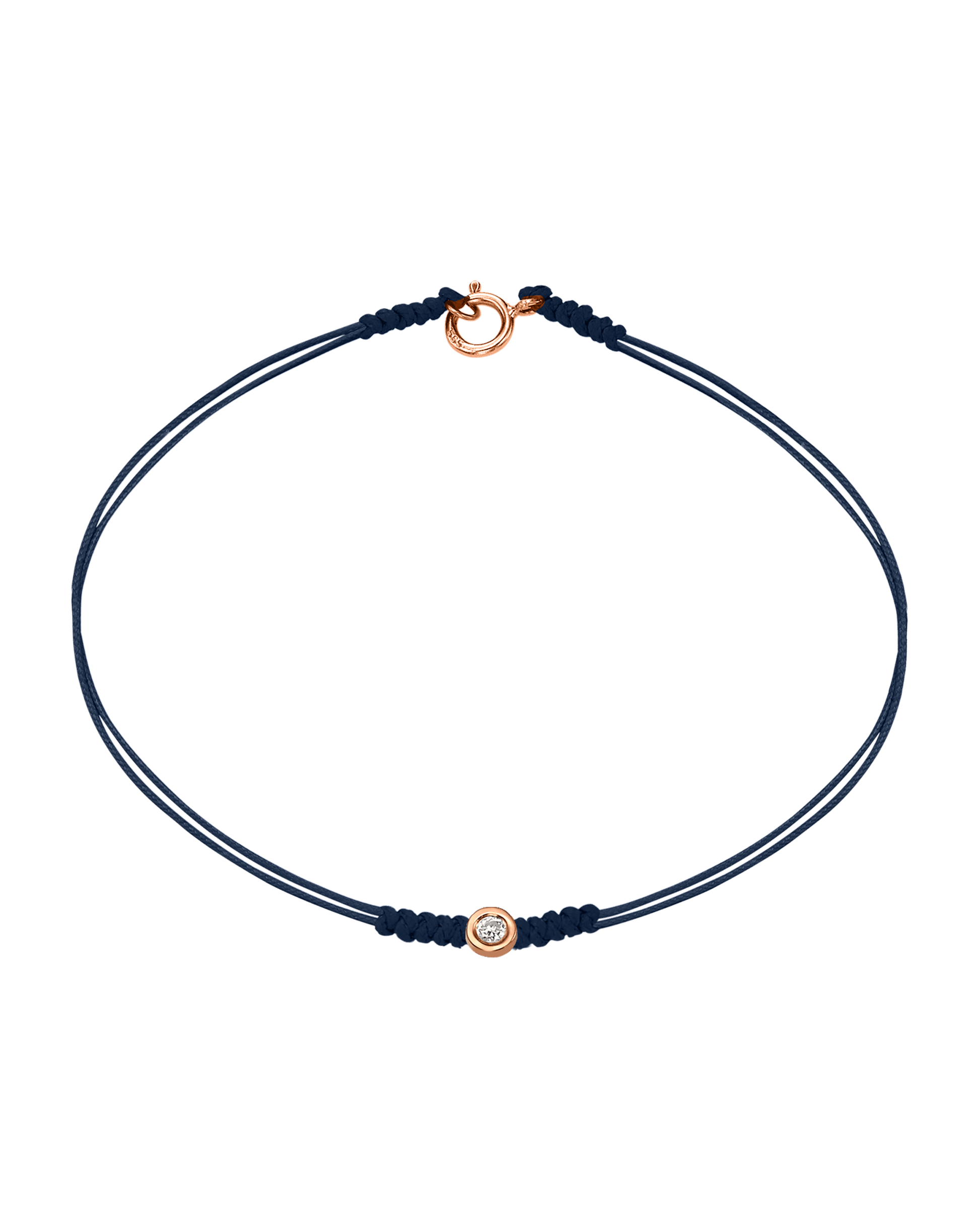 The Classic String of Love with clasp - 14K Rose Gold Bracelets 14K Solid Gold Navy Blue Small: 0.03ct Small - 6 Inches (15.5cm)