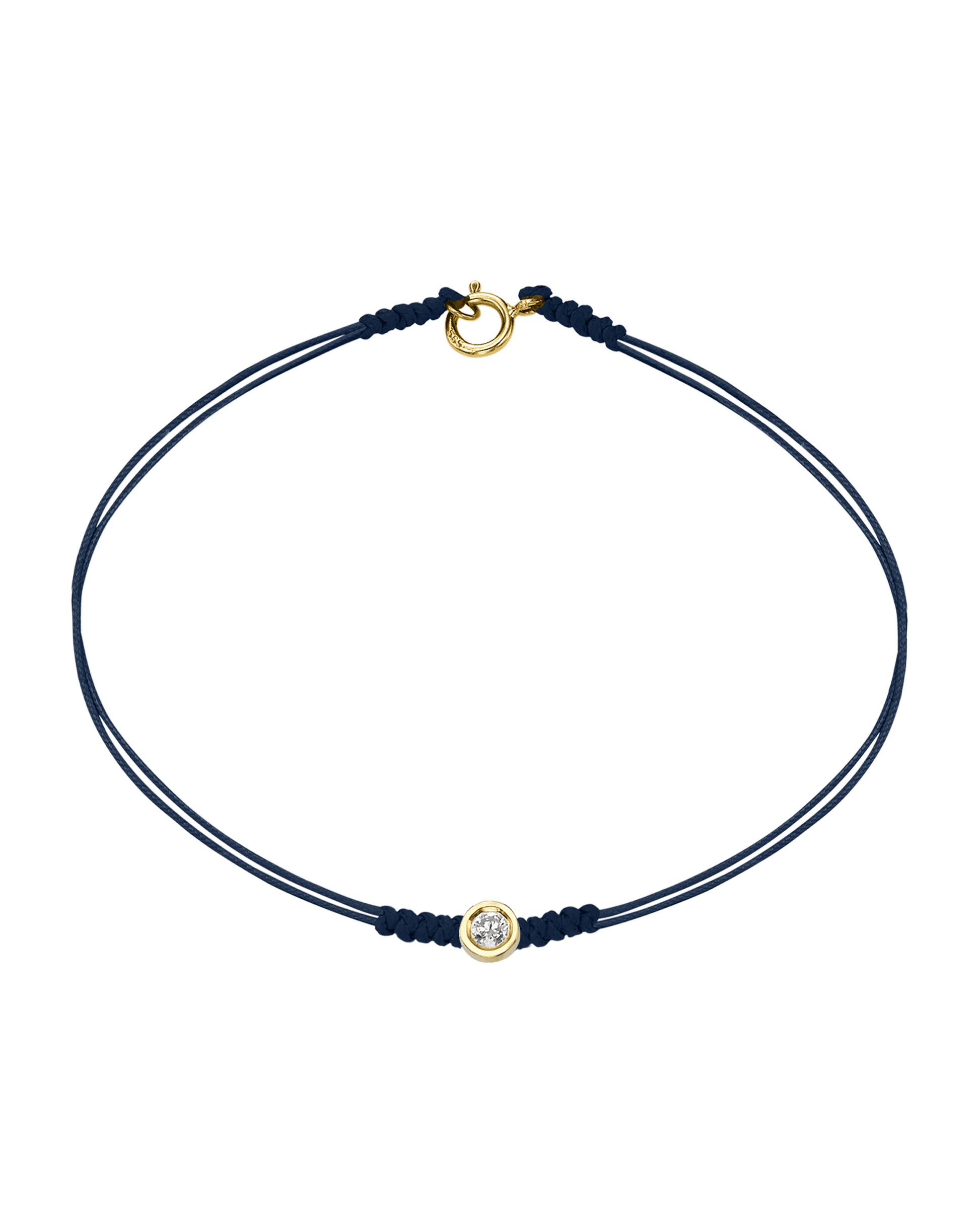 The Classic String of Love with clasp - 14K Yellow Gold Bracelets 14K Solid Gold Navy Blue Medium: 0.04ct Small - 6 Inches (15.5cm)