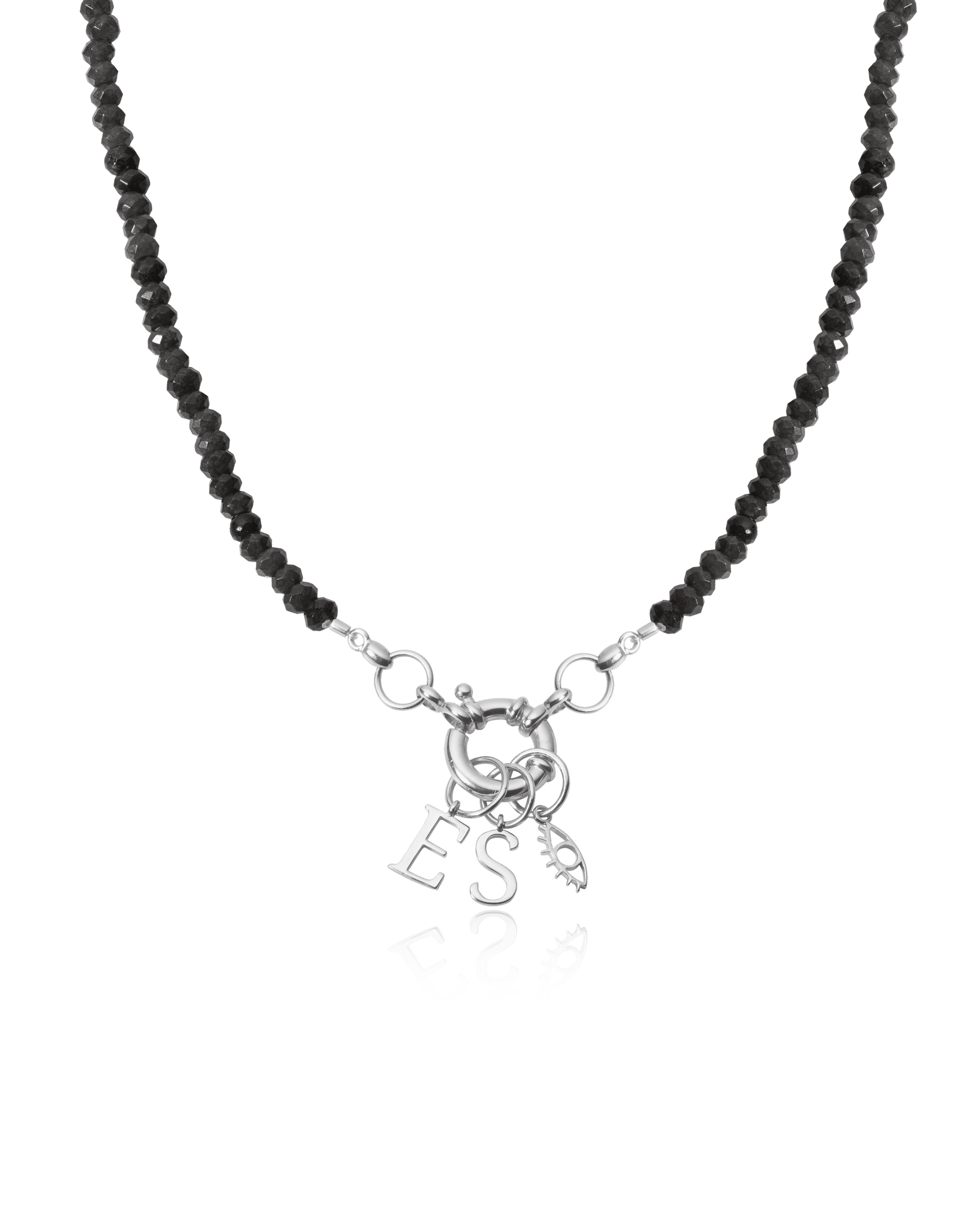 Collier Pendentif Cadenas - Argent 925 Necklaces magal-dev Perles de verre Spinelle Noir 1 Pendentif 40cm