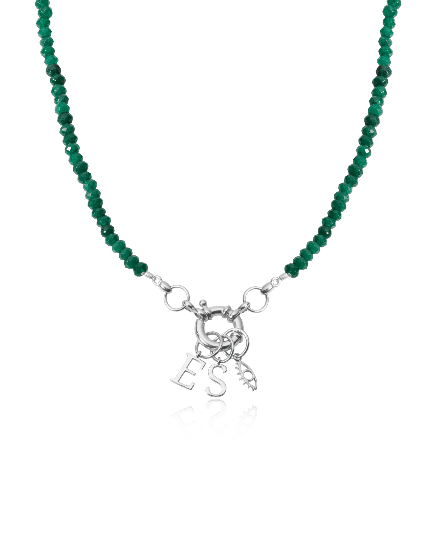 Black Spinnel Charm Lock Necklace - 925 Sterling Silver Necklaces magal-dev Green Jade Gemstones 1 Charm 16"