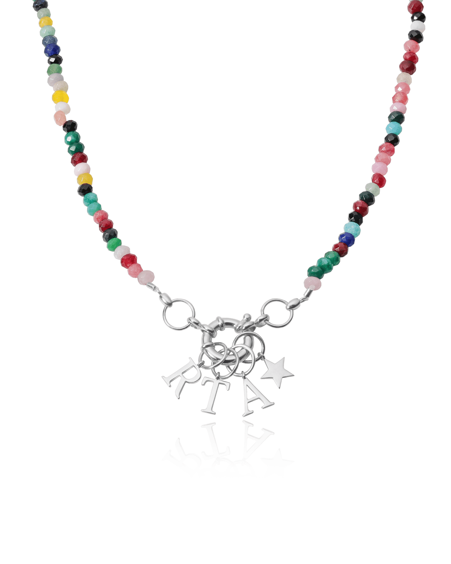 Pearl Charm Lock Necklace - 925 Sterling Silver Necklaces magal-dev Colorful Jade Gemstones 1 Charm 16"