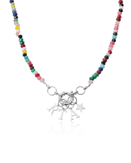 Watermelon Charm Lock Necklace - 925 Sterling Silver Necklaces magal-dev Colorful Jade Gemstones 1 Charm 16"
