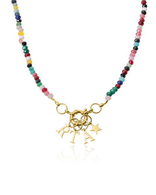 Watermelon Charm Lock Necklace - 18K Gold Vermeil Necklaces magal-dev Colorful Jade Gemstones 1 Charm 16"