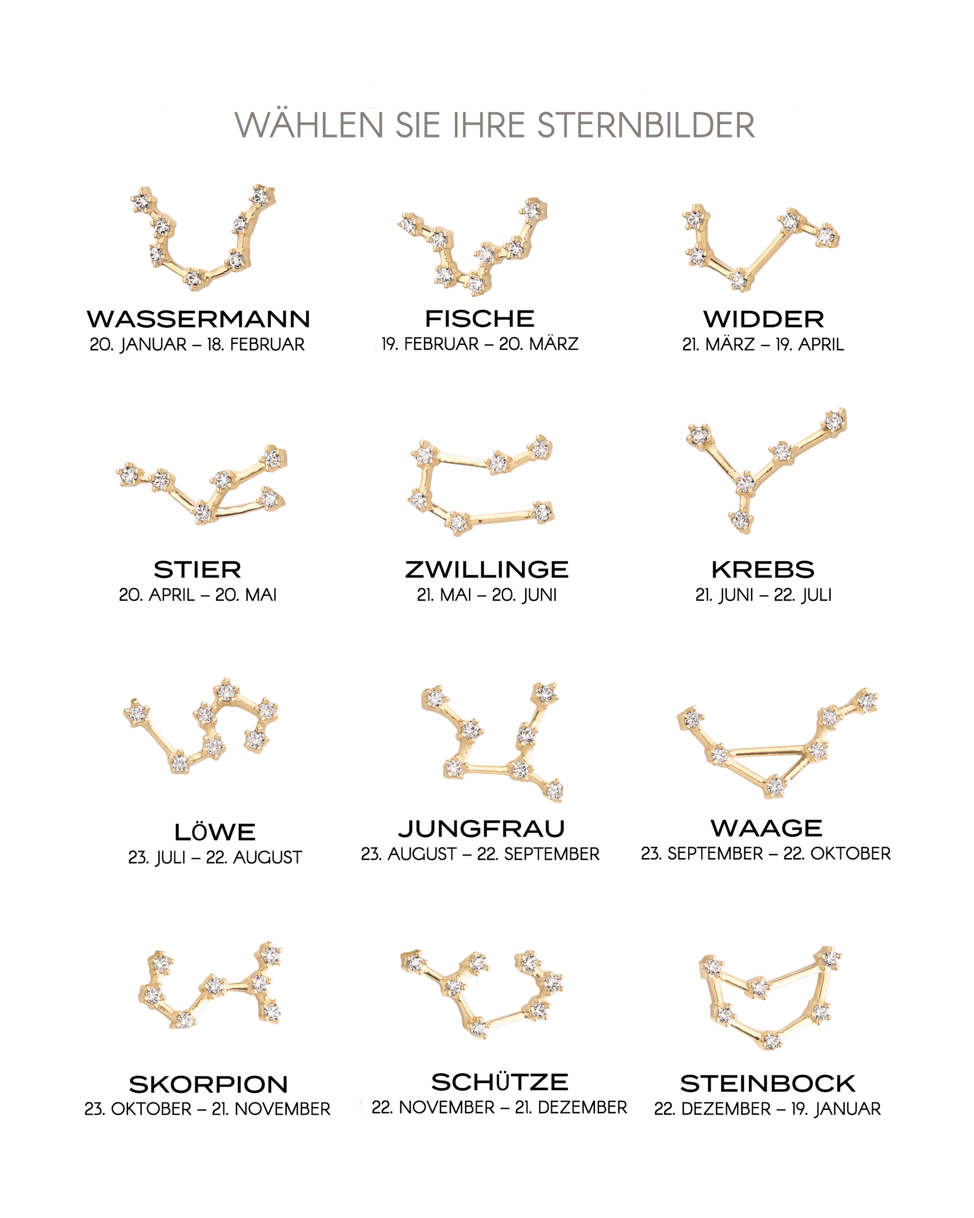 Sternbild-Halskette mit Diamanten - 925er Sterlingsilber Necklaces magal-dev