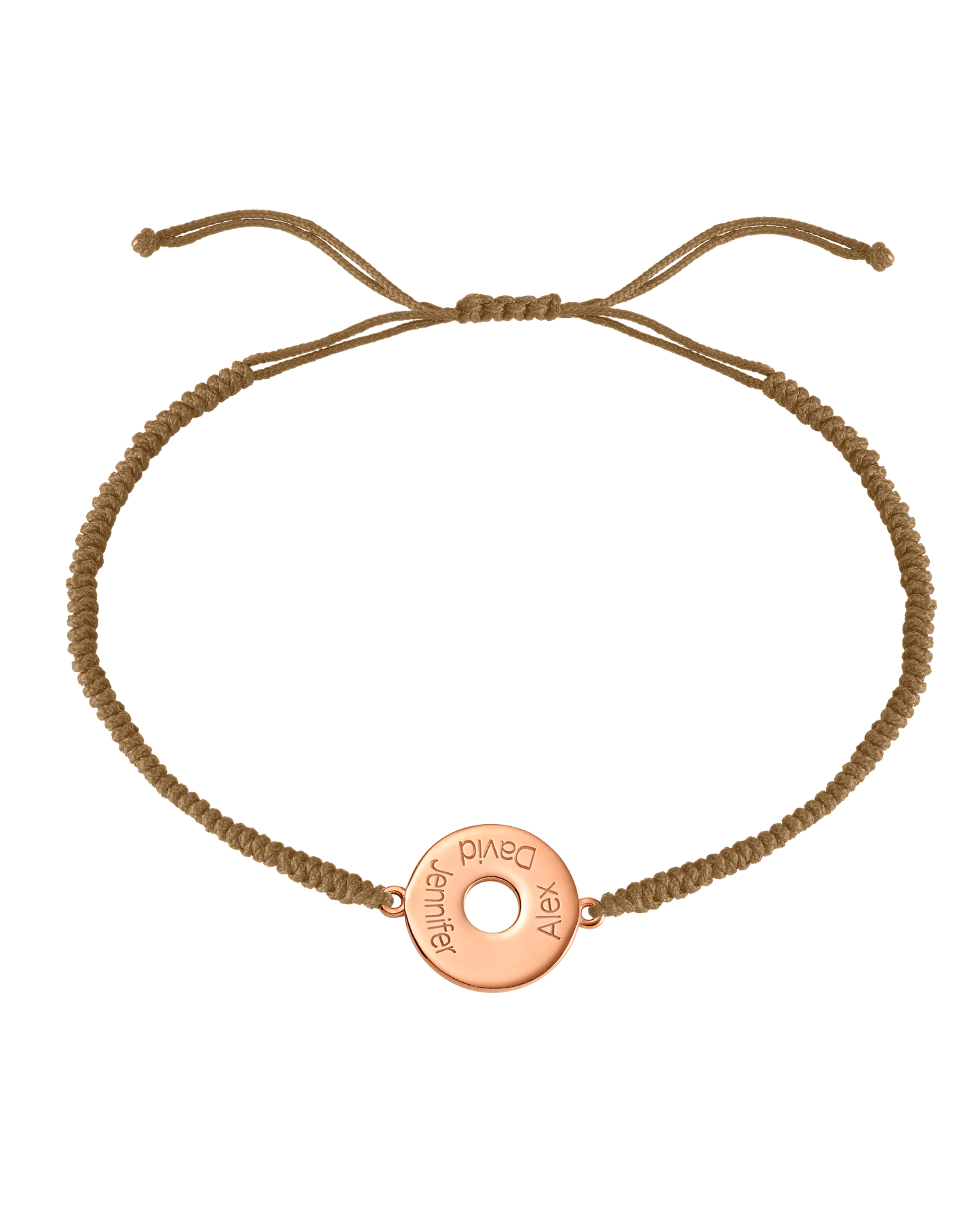Donut Cord Bracelet - 18K Rose Vermeil Bracelets magal-dev Camel 1 Names Adjustable from 4" to 9"