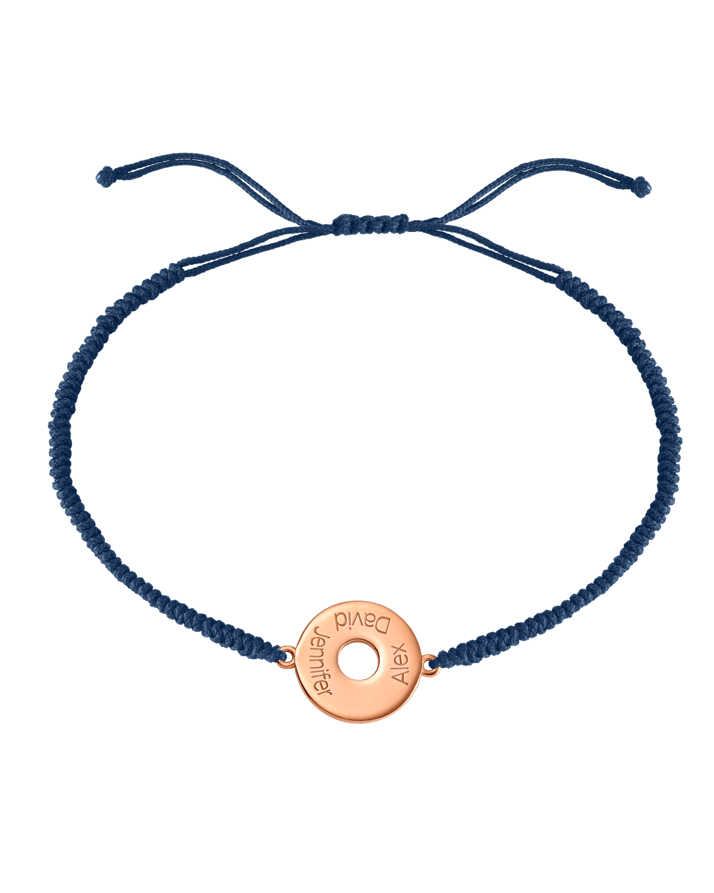 Donut Cord Bracelet - 18K Rose Vermeil Bracelets magal-dev Indigo 1 Names Adjustable from 4" to 9"