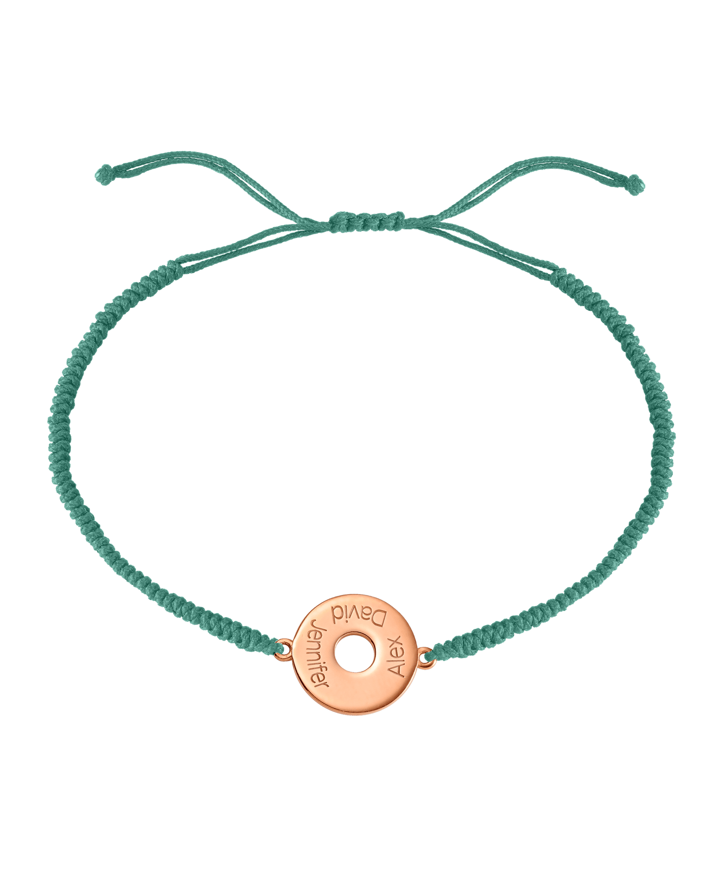 Donut Cord Bracelet - 18K Rose Vermeil Bracelets magal-dev Light Green 1 Names Adjustable from 4" to 9"