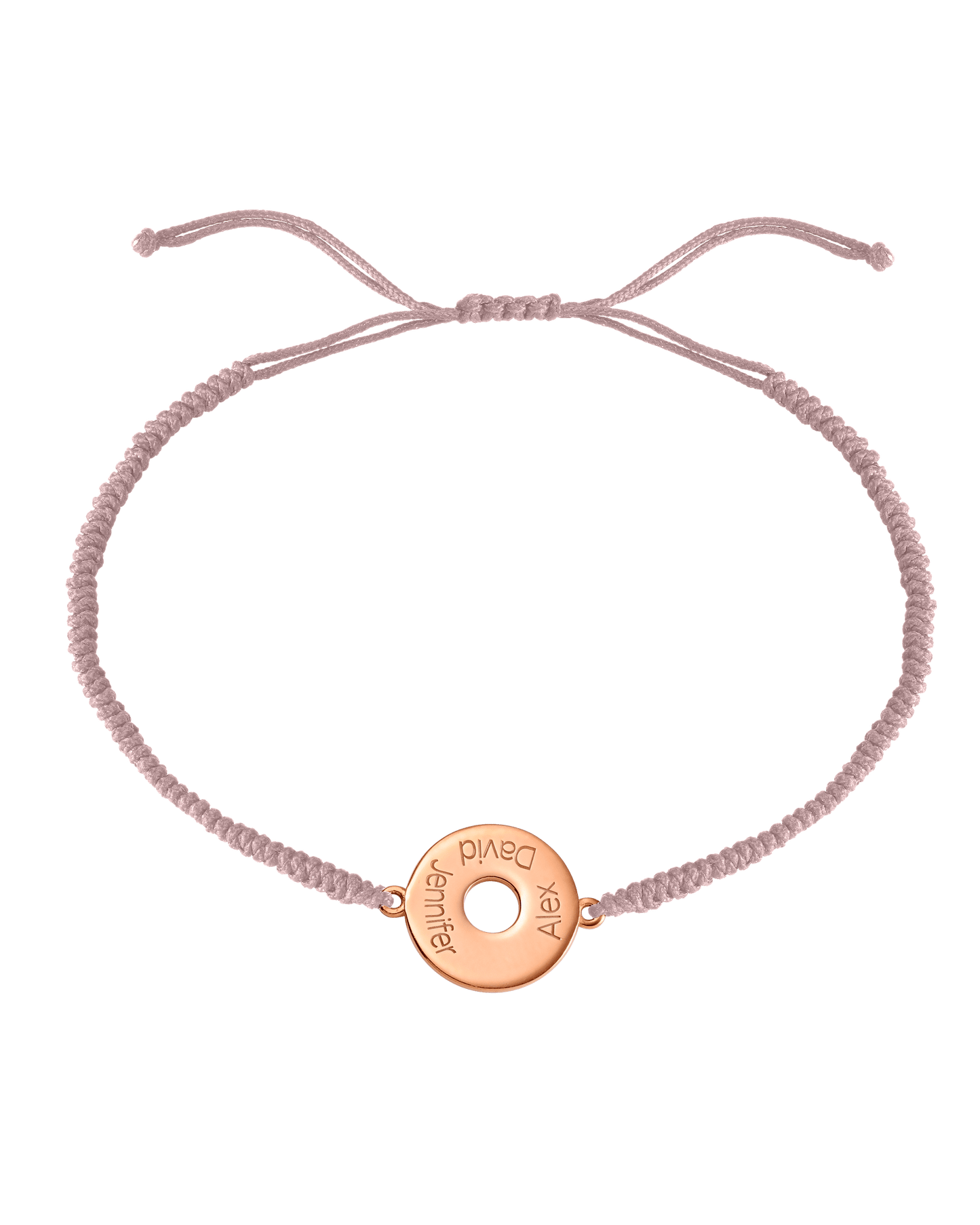 Donut Cord Bracelet - 18K Rose Vermeil Bracelets magal-dev Light Pink 1 Names Adjustable from 4" to 9"