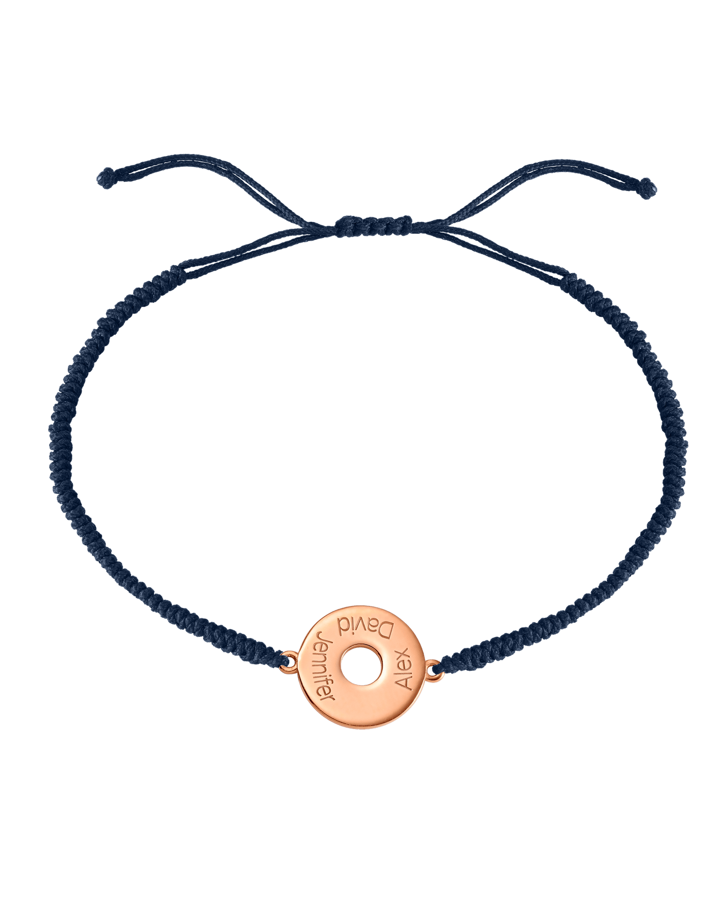Donut Cord Bracelet - 18K Rose Vermeil Bracelets magal-dev Navy Blue 1 Names Adjustable from 4" to 9"