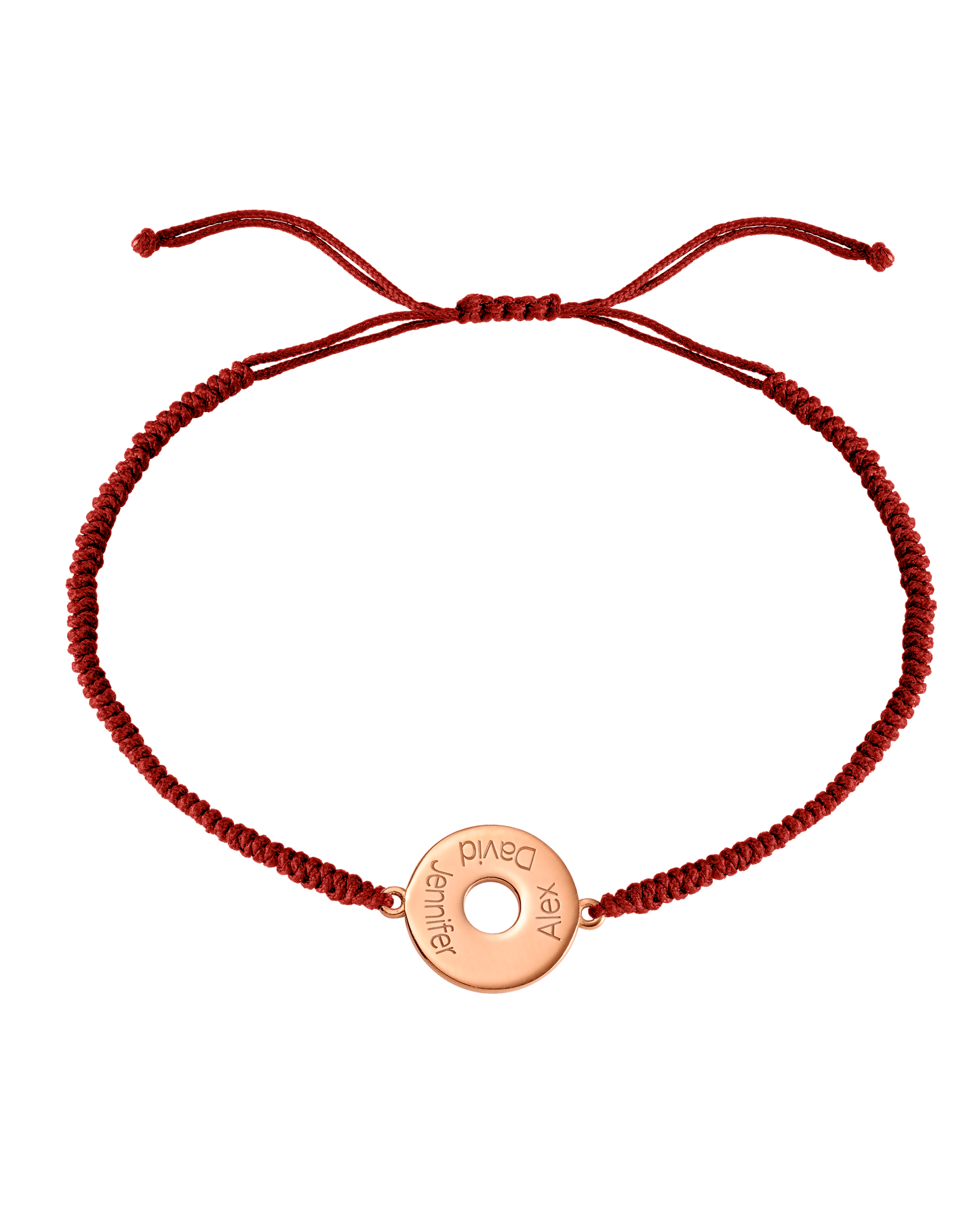 Donut Cord Bracelet - 18K Rose Vermeil Bracelets magal-dev Red 1 Names Adjustable from 4" to 9"