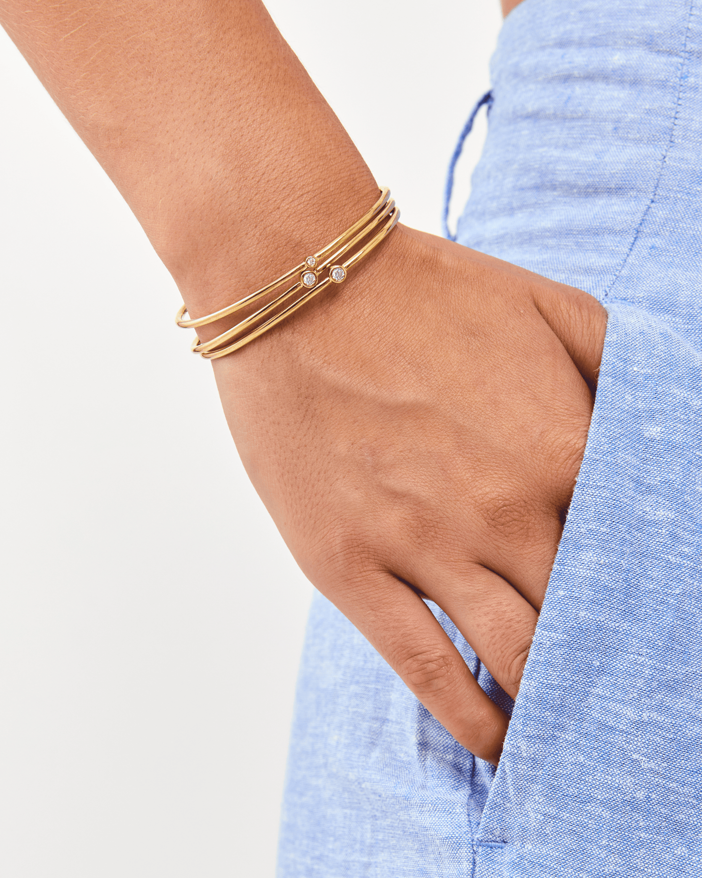 Bracelet Jonc Diamant et Cordon - Or Jaune Plaqué 18 carats Bracelets magal-dev